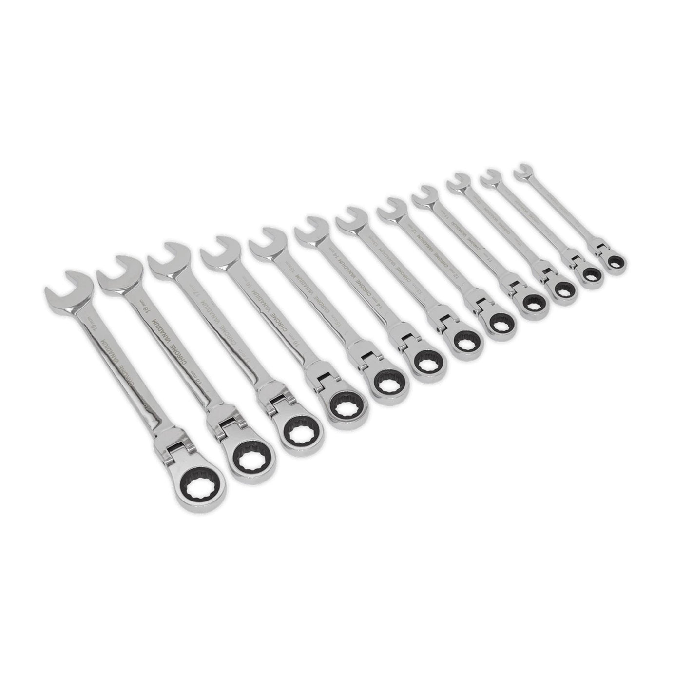 Sealey Flexible Head Ratchet Combination Spanner Set 12pc Metric