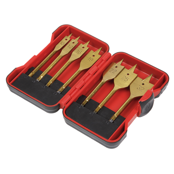 Sealey Flat Wood Drill Bit Set 7pc 1/4"Hex Shank
