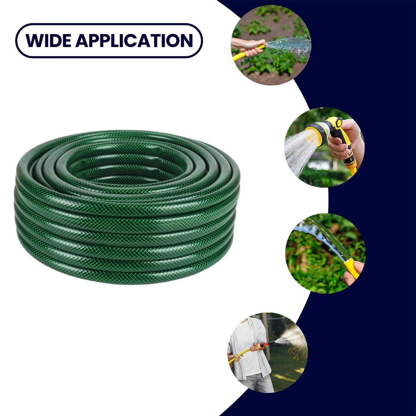 Garden Hose Pipe With Spray Gun Set PVC Watering Hose Green 50m
