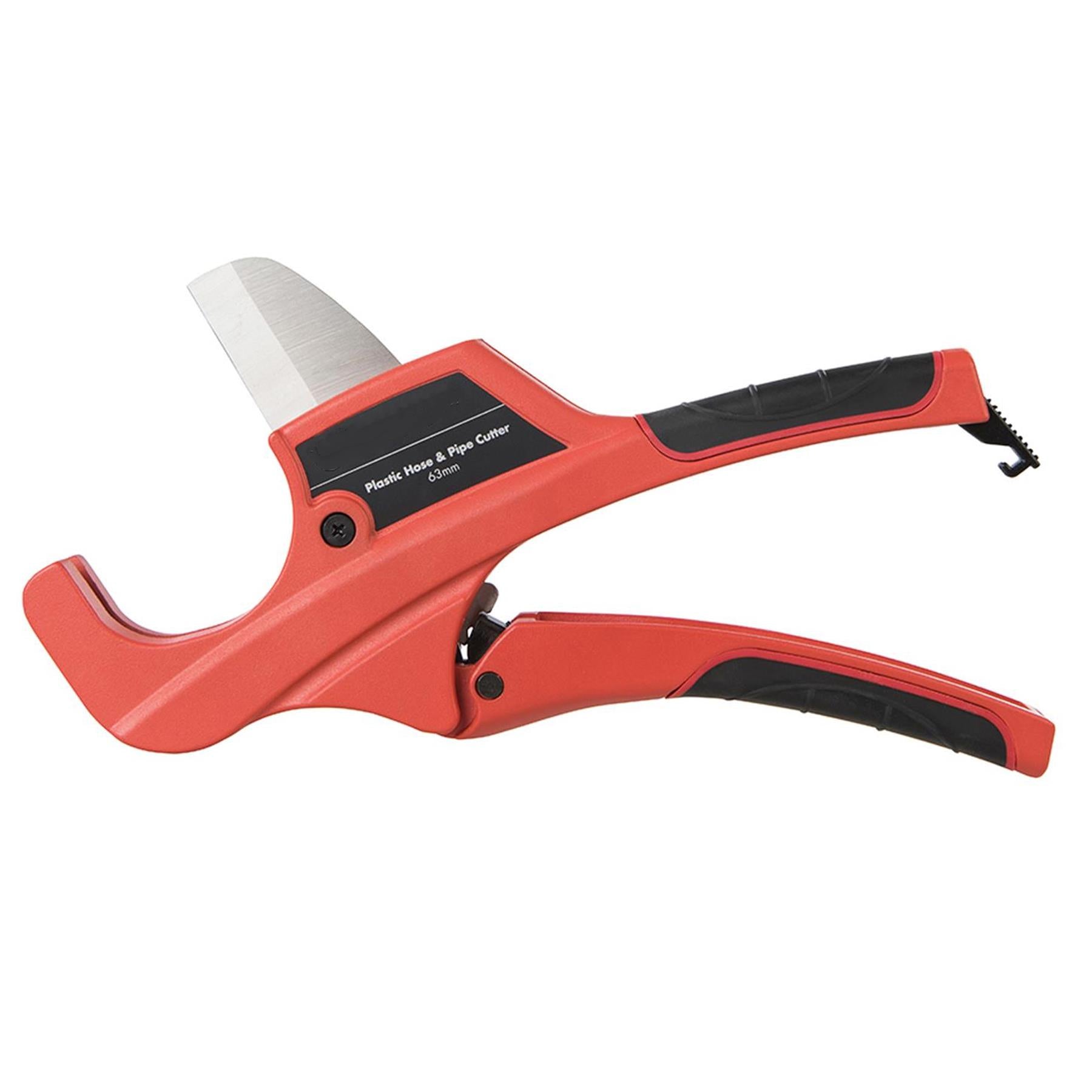 Ratchet Action 63mm Plastic Pipe Cutter Plumbing Tool PVC Water Tube Hose