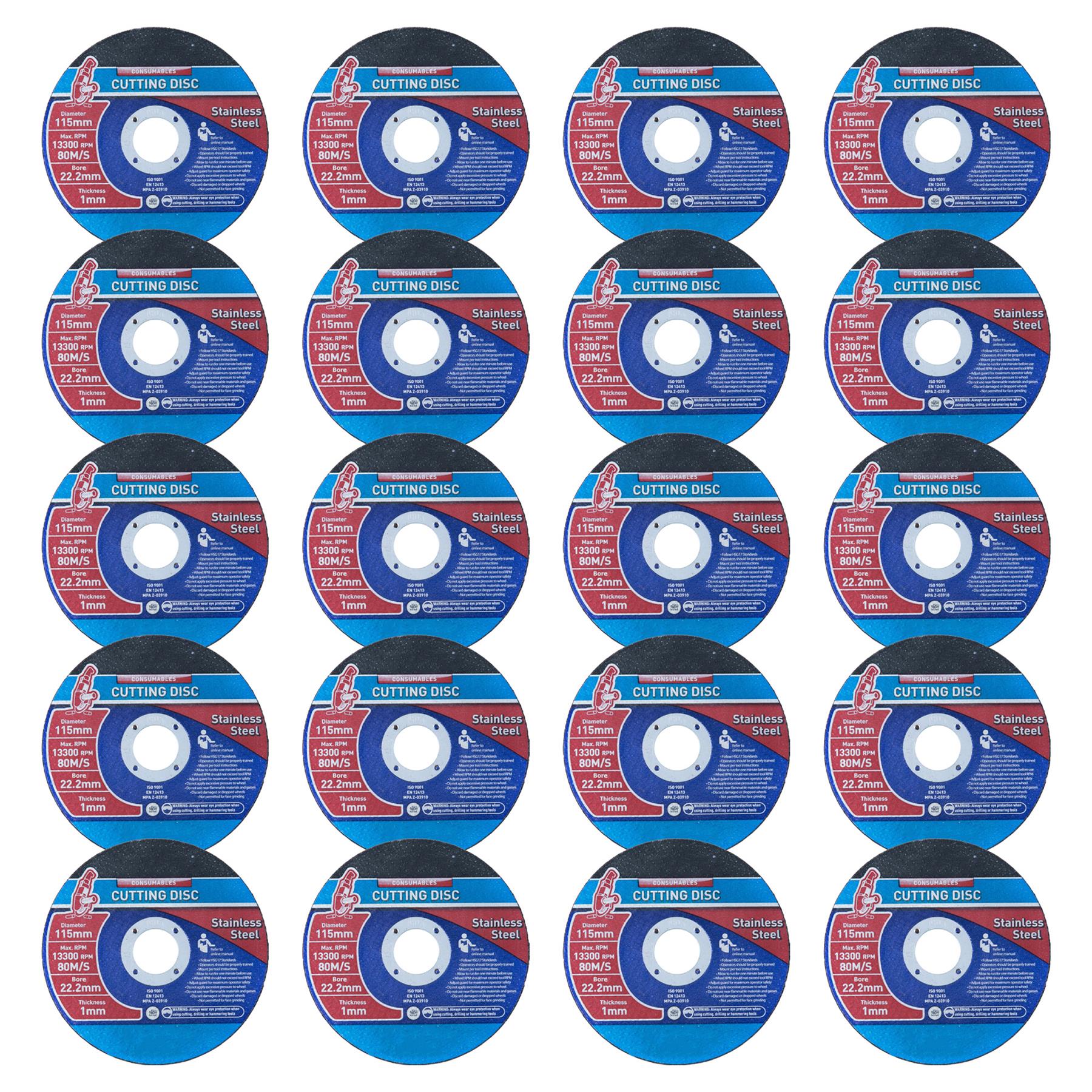 100 x 115mm ULTRA THIN METAL CUTTING DISC 4 1/2" STEEL & STAINLESS 1mm