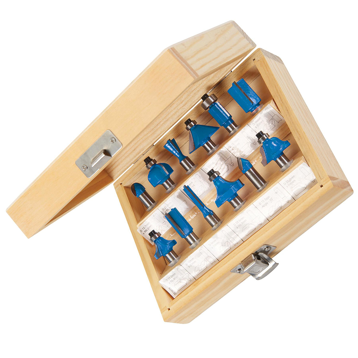 12Pce TCT Router Bit Set 8mm Striaght Grooving Dovetail Chamfer Flush Rounding