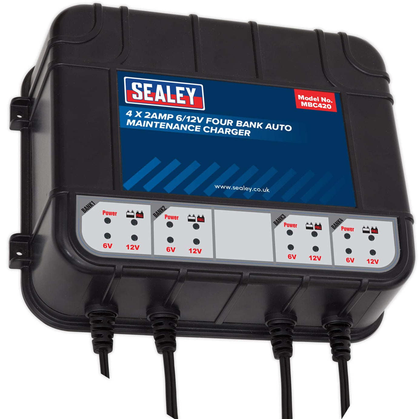 Sealey Four Bank 6/12V 8Amp (4 x 2A) Auto Maintenance Charger