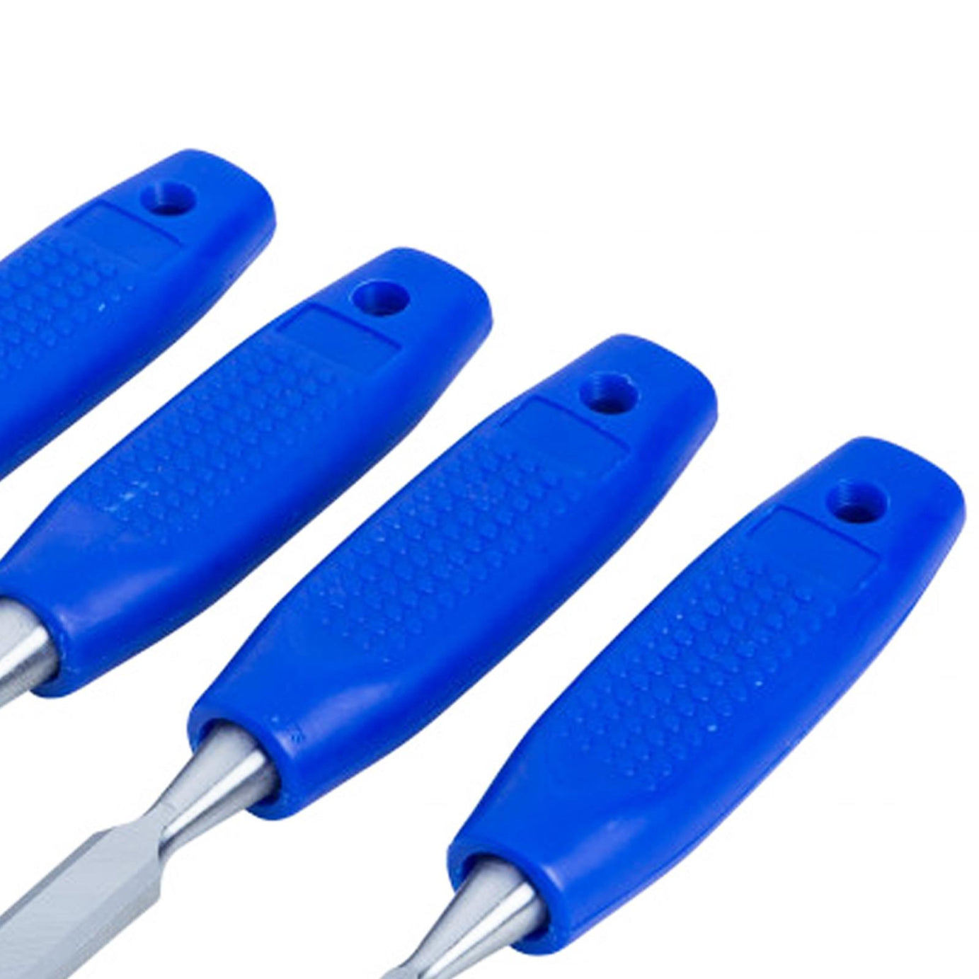 BlueSpot 4 Piece Wood Chisel Set Soft Grip Rubber Handle 1/4" 1/2" 3/4" 1" Hardened Steel