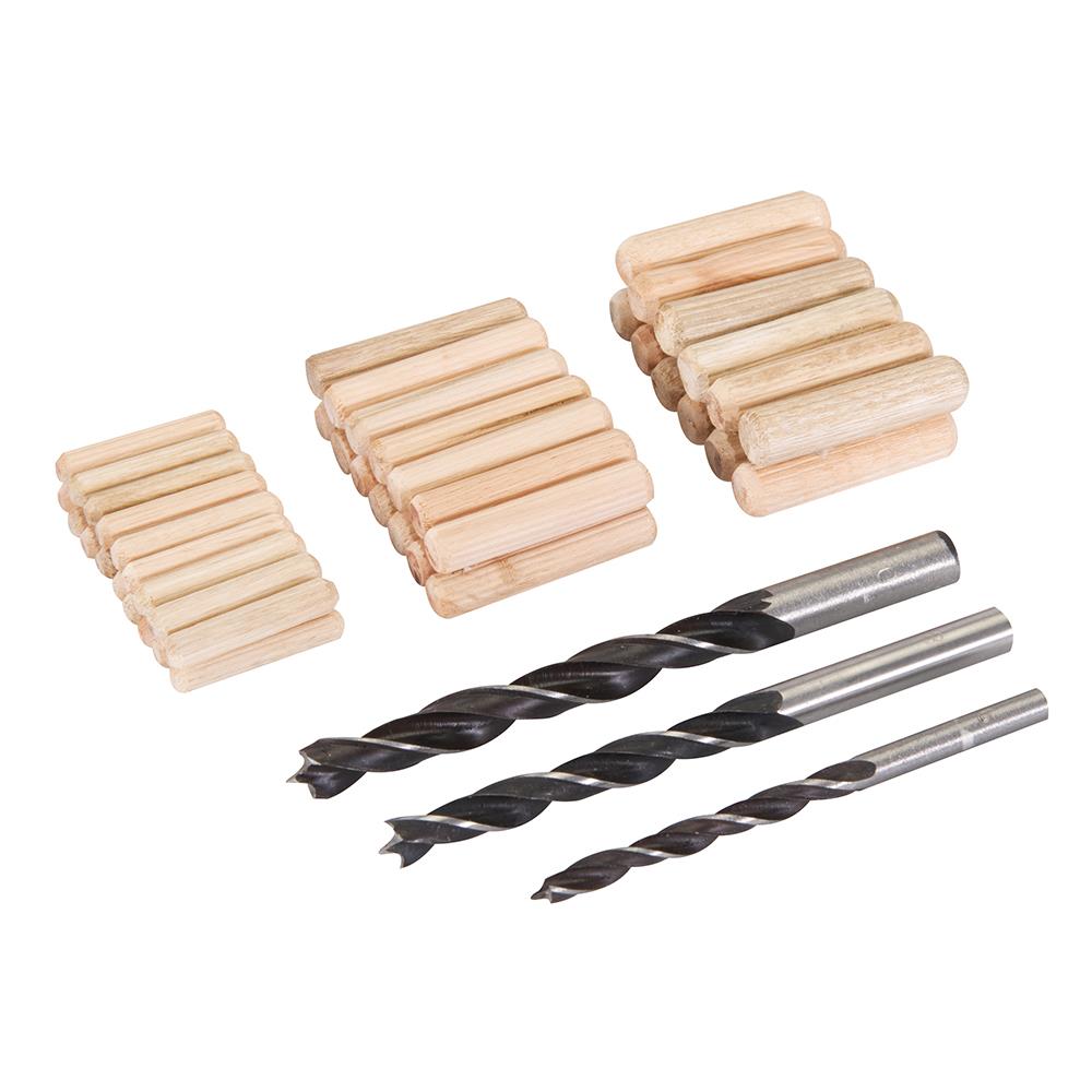 47Pce Dowel & Bit Set 6, 8 & 10mm Includes: 3 Carbon Steel Wood Boring