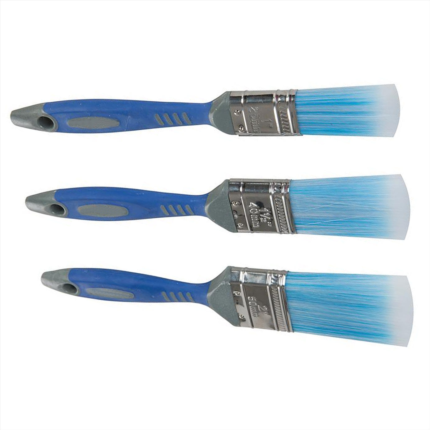 No-Loss Synthetic Paint Brush Set 3Pc Corrosion Resistant Stainless Steel Ferule
