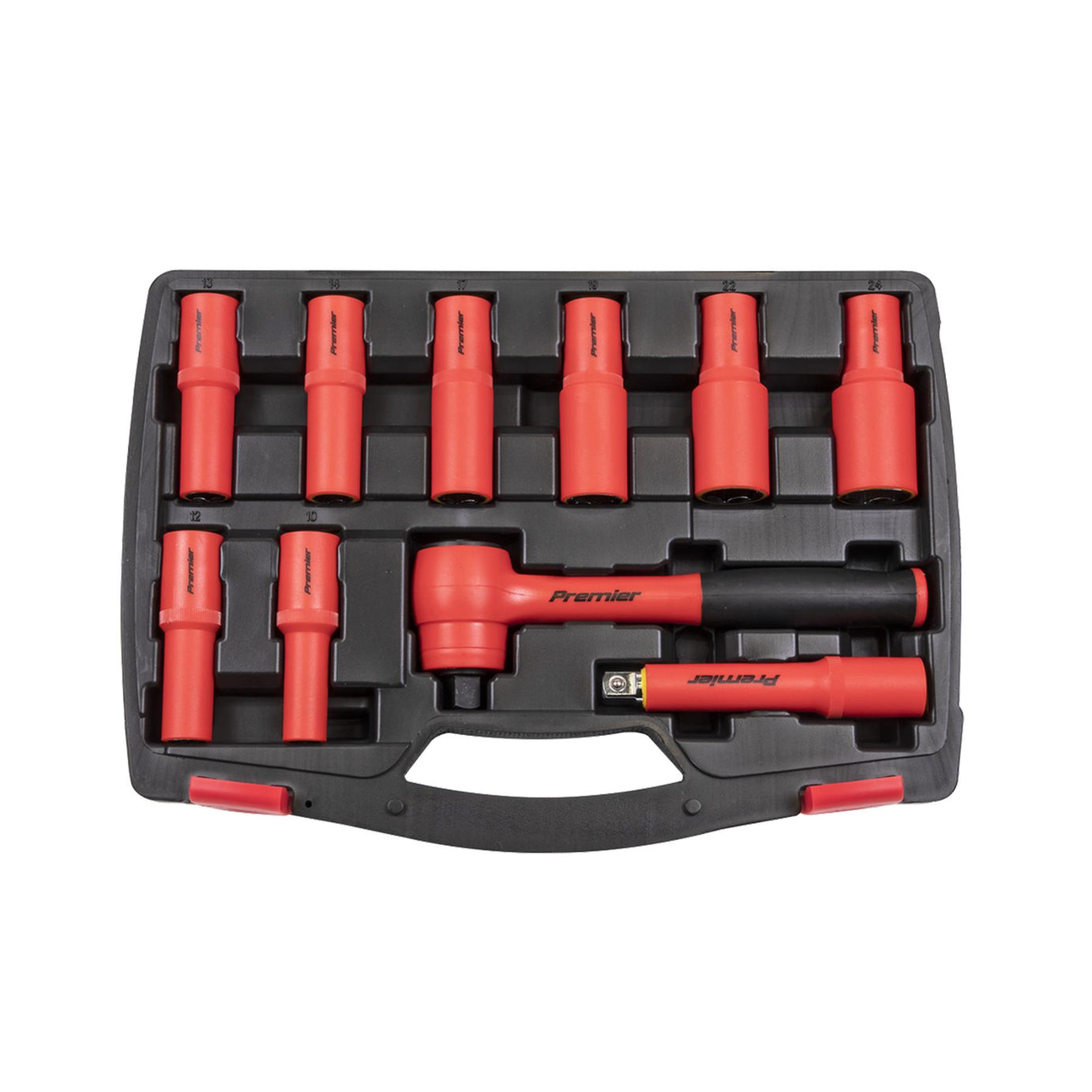 Sealey Insulated Socket Set 10pc 1/2"Sq Drive 6pt WallDrive VDE Ap