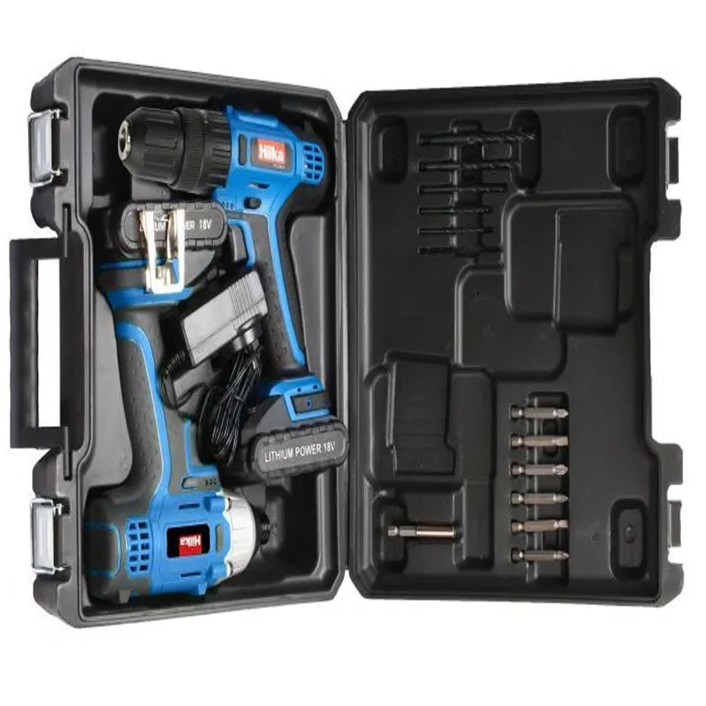 Hilka 18V Li-ion Cordless Drill Driver Electric Impact Driver Drills With 2 Batteries