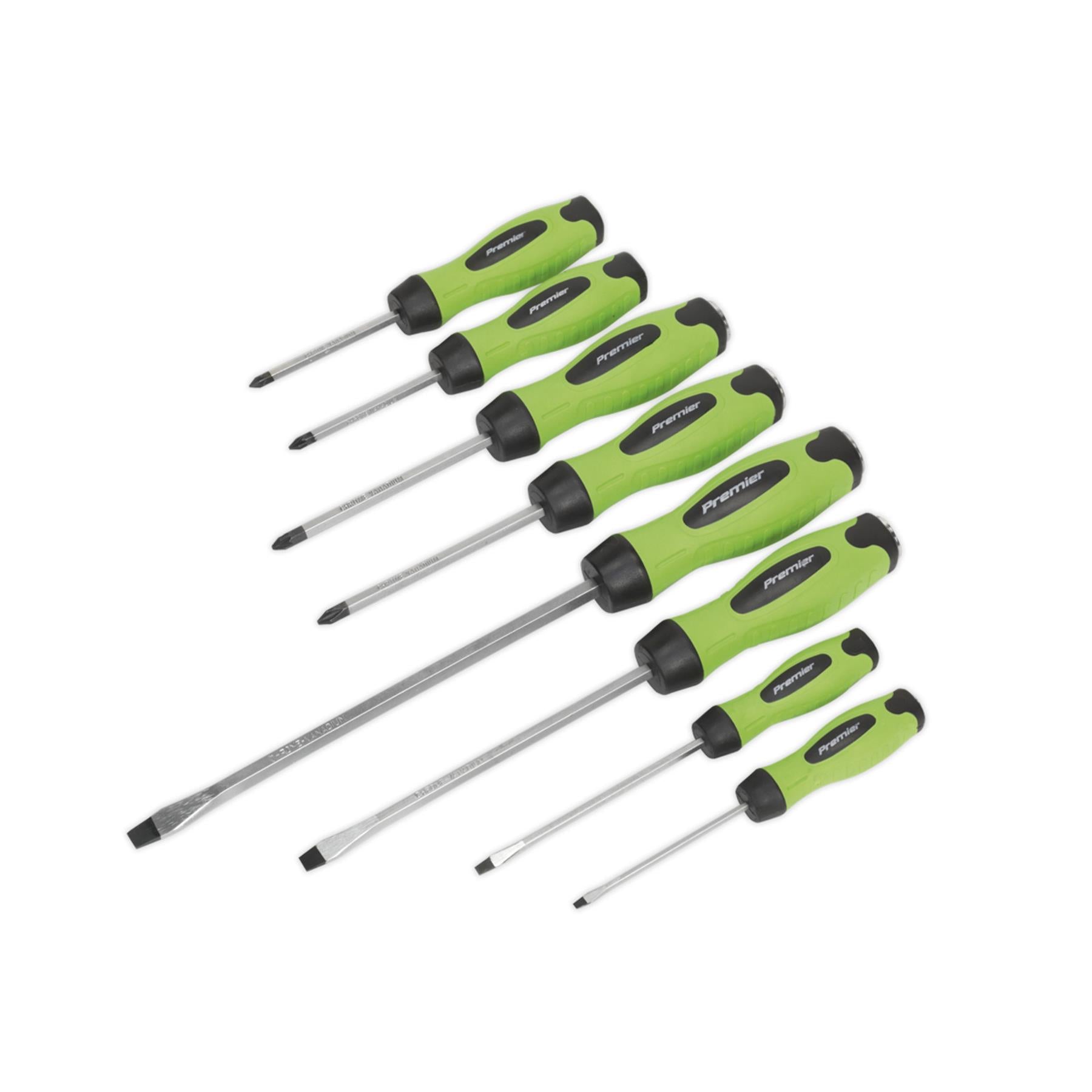 Sealey Screwdriver Set 8pc Hammer-Thru Hi-Vis Green