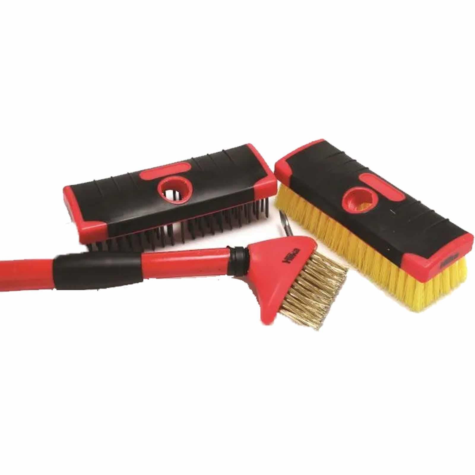 Heavy Duty Extendable 3pc Garden Brush Set Outdoor Patio Path Clean