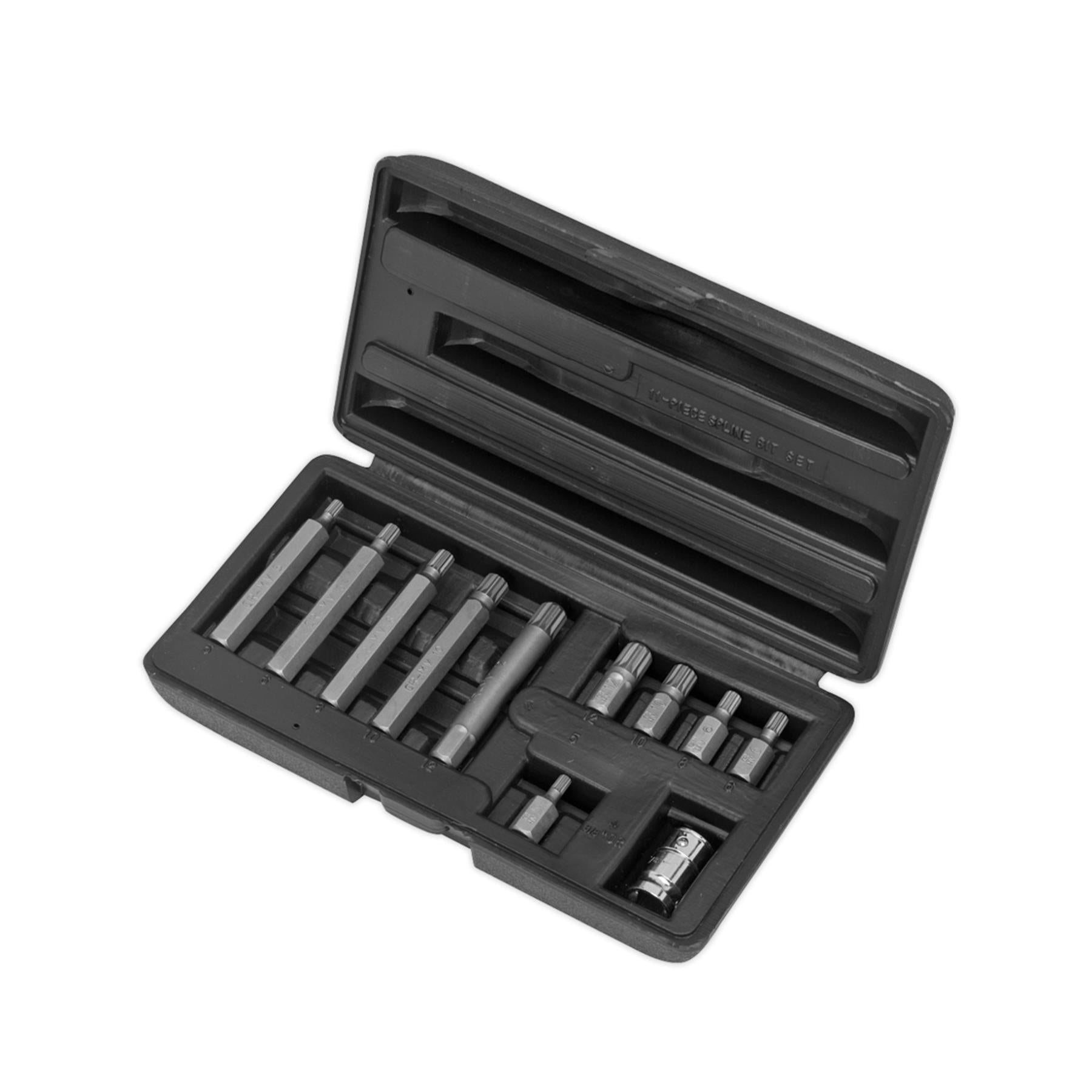 Sealey Spline Bit & Holder Set 11pc - 3/8"Sq Drive