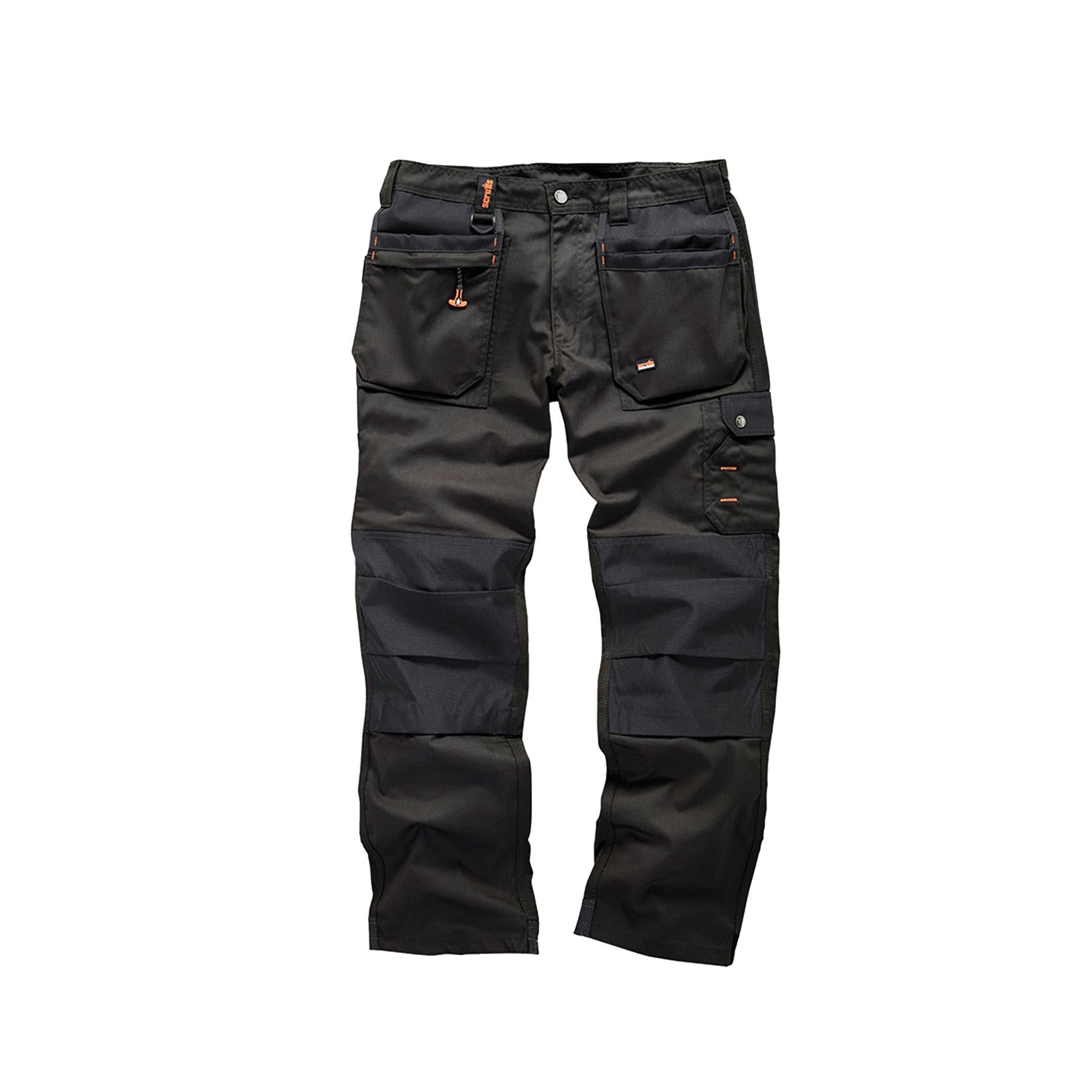 Scruffs WORKER PLUS Work Trousers Black Trade Hardwearing Combat Cargo Size 32"R
