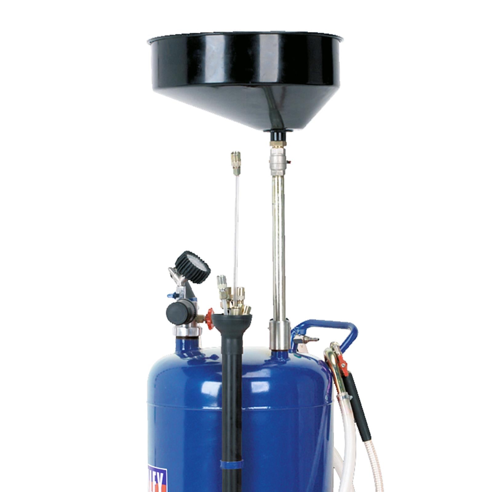 Sealey Mobile Oil Drainer with Probes 90L Air Discharge