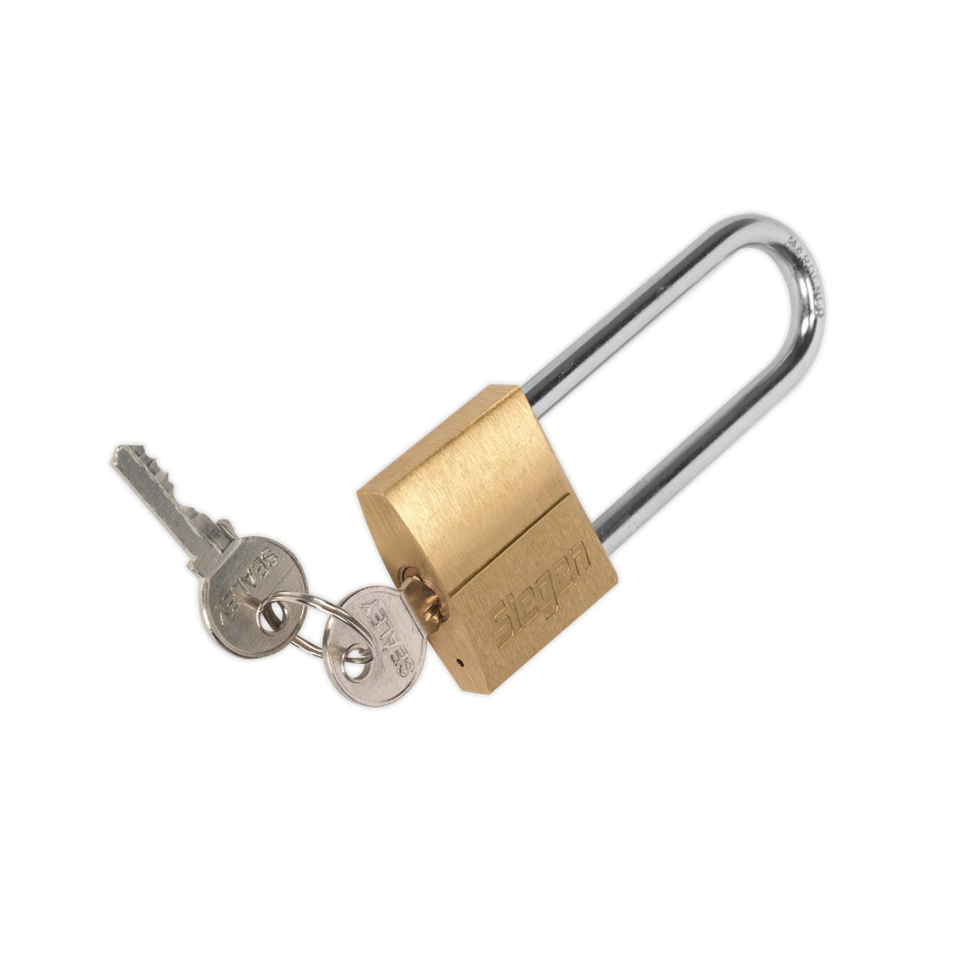 Sealey Brass Body Padlock with Brass Cylinder Long Shackle 40mm