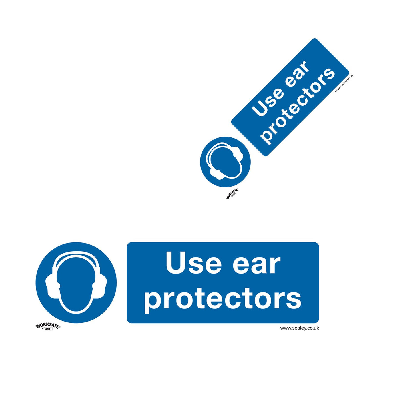 Sealey Safety Sign - Use Ear Protectors - Rigid Plastic-Pack of 10