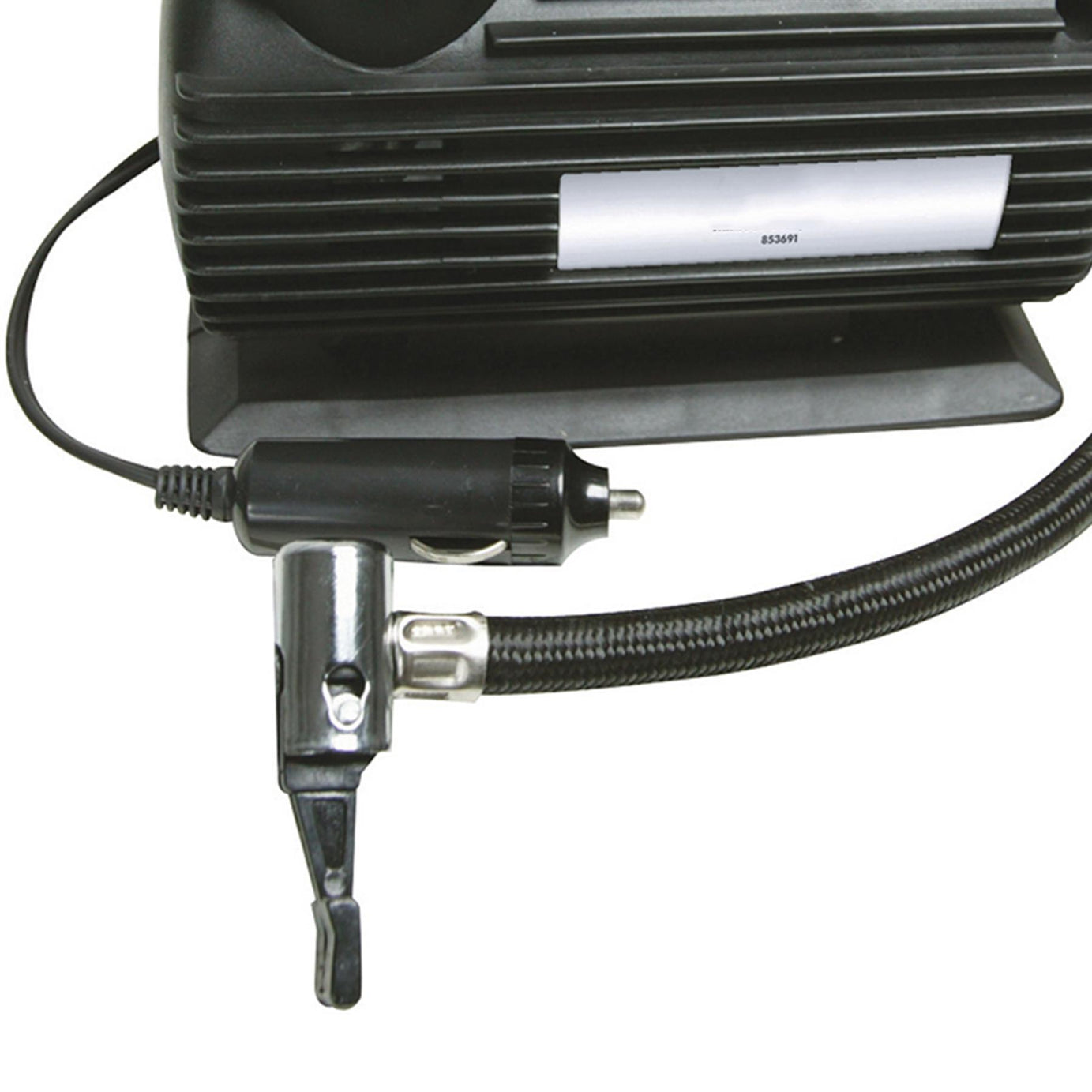 12V Dc Mini Air Compressor With Pressure Gauge 50mm Dial - 460mm Braided Hose