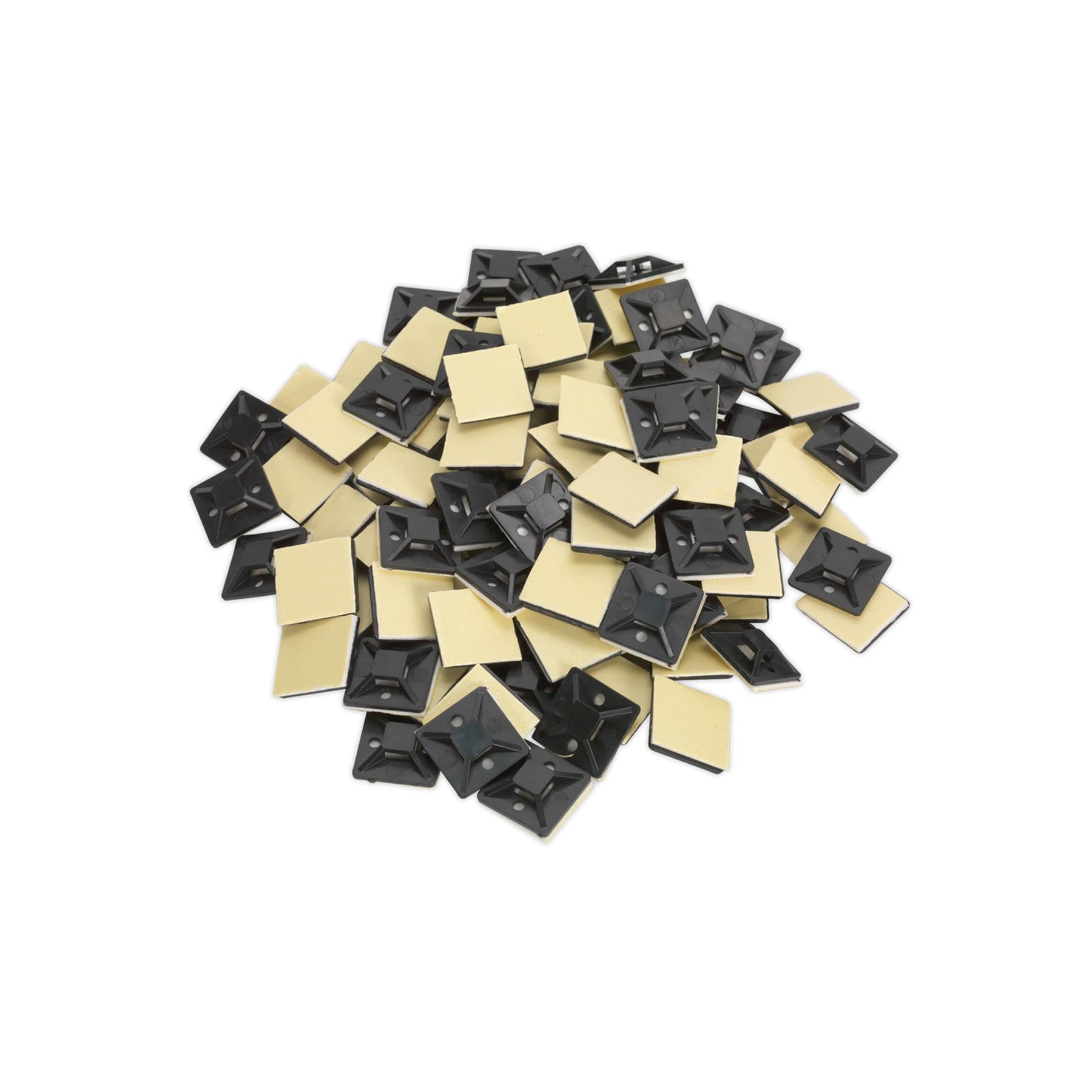 Sealey Self-Adhesive Cable Tie Mount 25 x 25mm Black Pack of 100