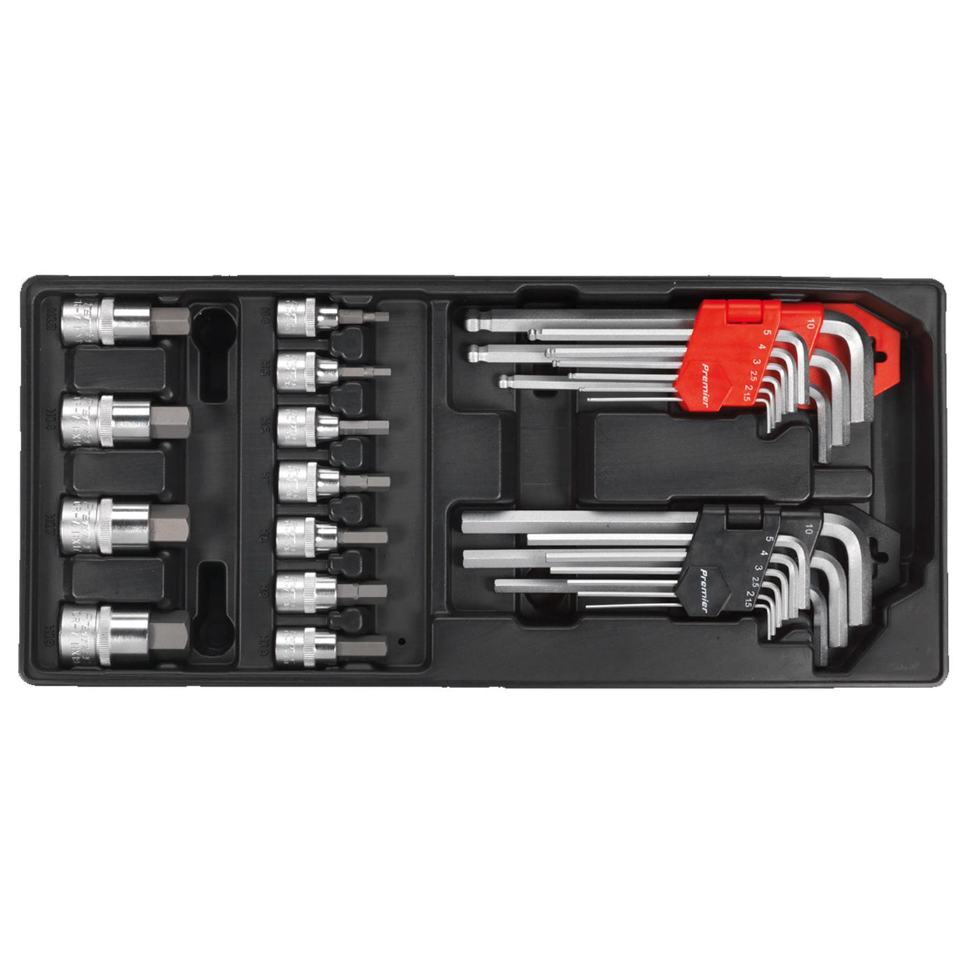 Sealey Tool Tray with Hex/Ball-End Hex Keys & Socket Bit Set 29pc