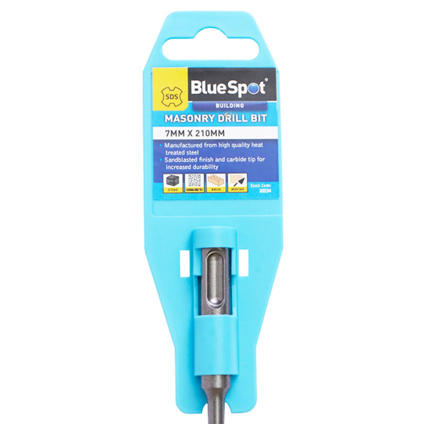 BlueSpot SDS Masonry Hammer Drill Bit Brick Concrete Stone 7mm x 210mm
