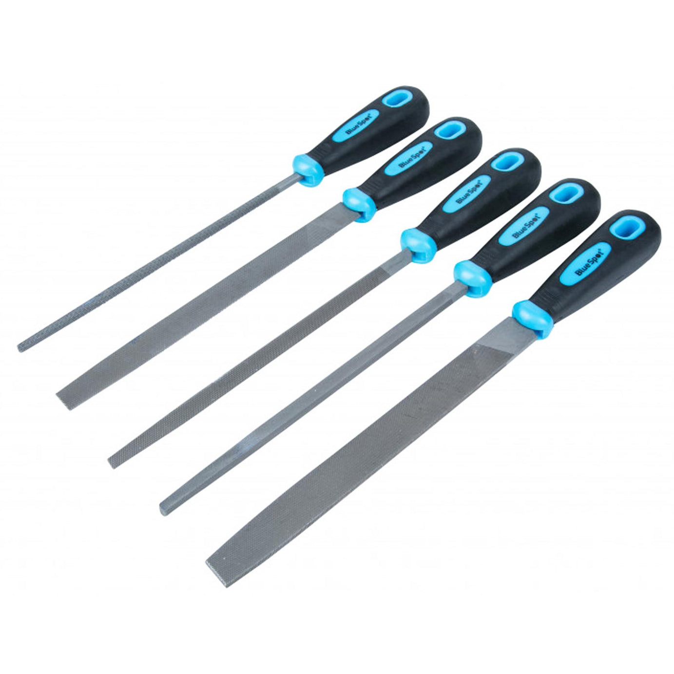 BlueSpot 5pc 200mm (8") Soft Grip Assorted Engineer Metal File Set Heavy Duty
