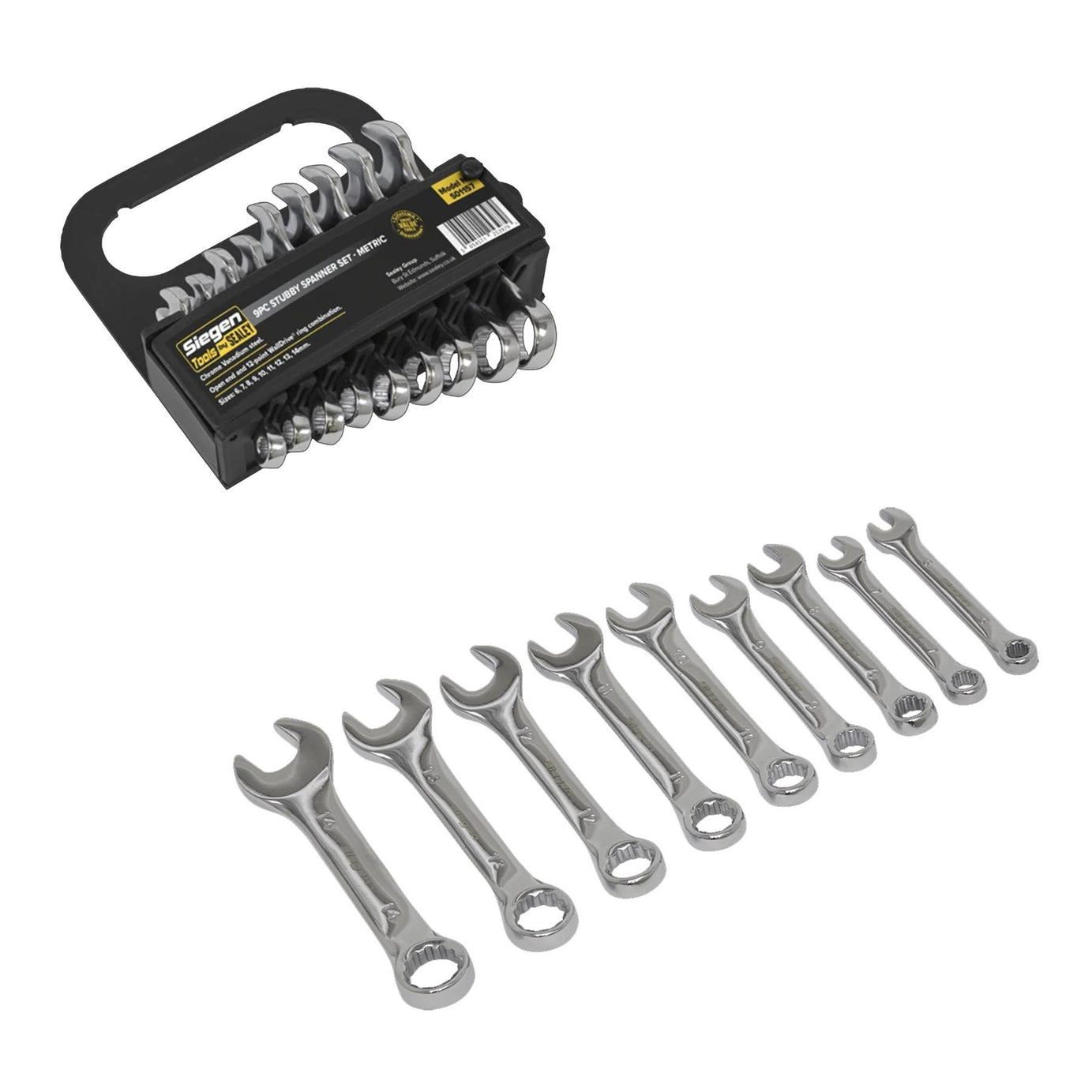 Sealey Stubby Combination Spanner Set 9pc Metric