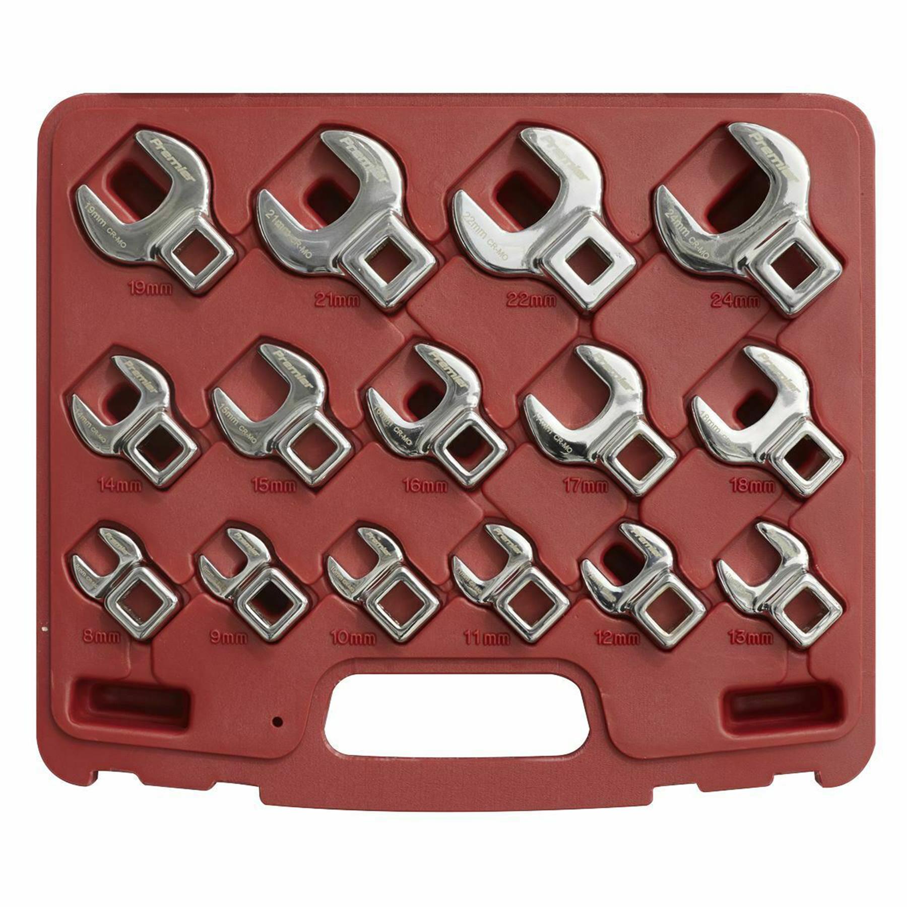 Sealey Crow's Foot Open-End Spanner Set 15pc 3/8"Sq Drive Metric