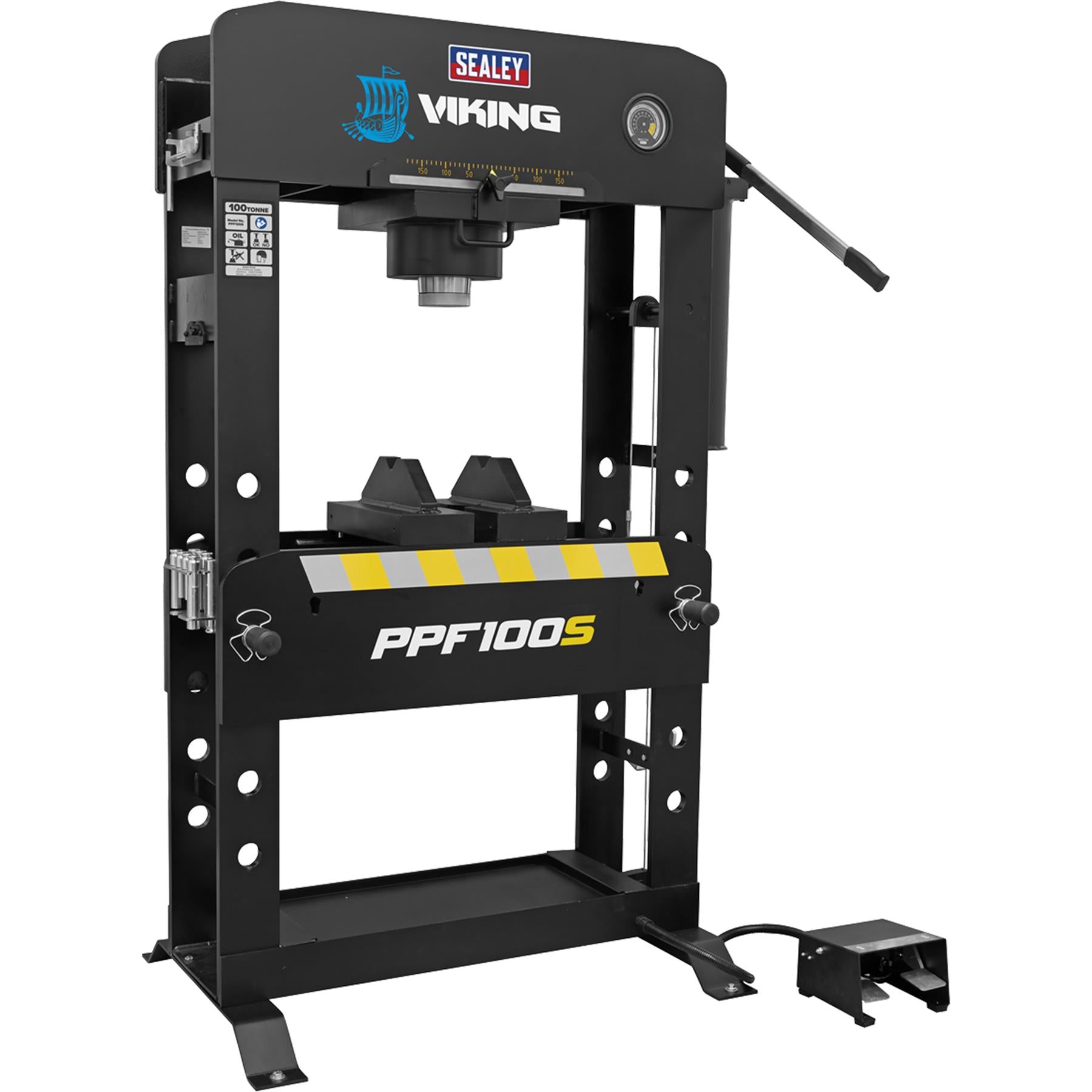 Sealey Viking Air/Hydraulic Press 100 Tonne Floor Type with Sliding Ram and Foot Pedal