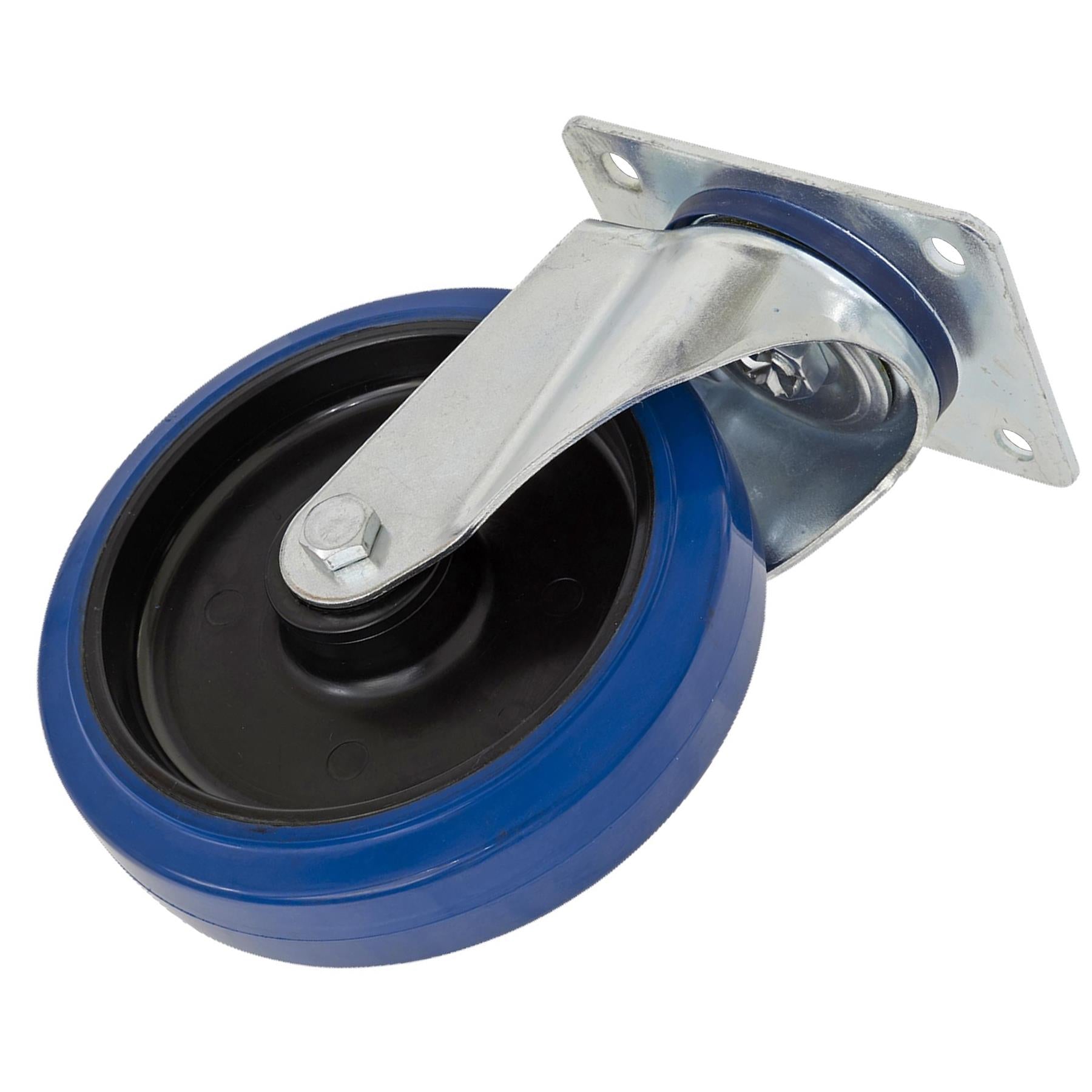 Sealey Heavy-Duty Blue Elastic Rubber Swivel Castor Wheel 125mm