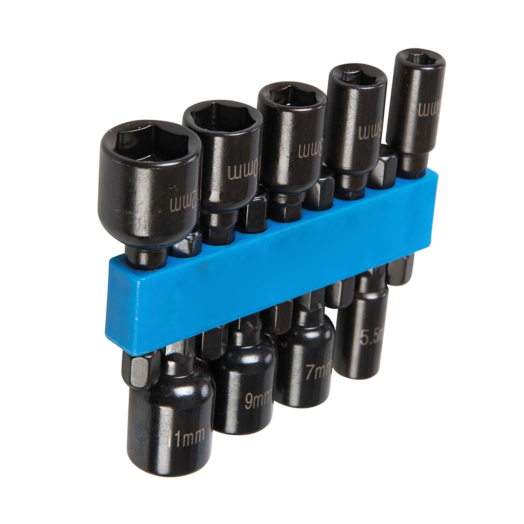 Magnetic Nut Driver Set 5  12mm Hex Drive Drill Socket Use With Power Drills