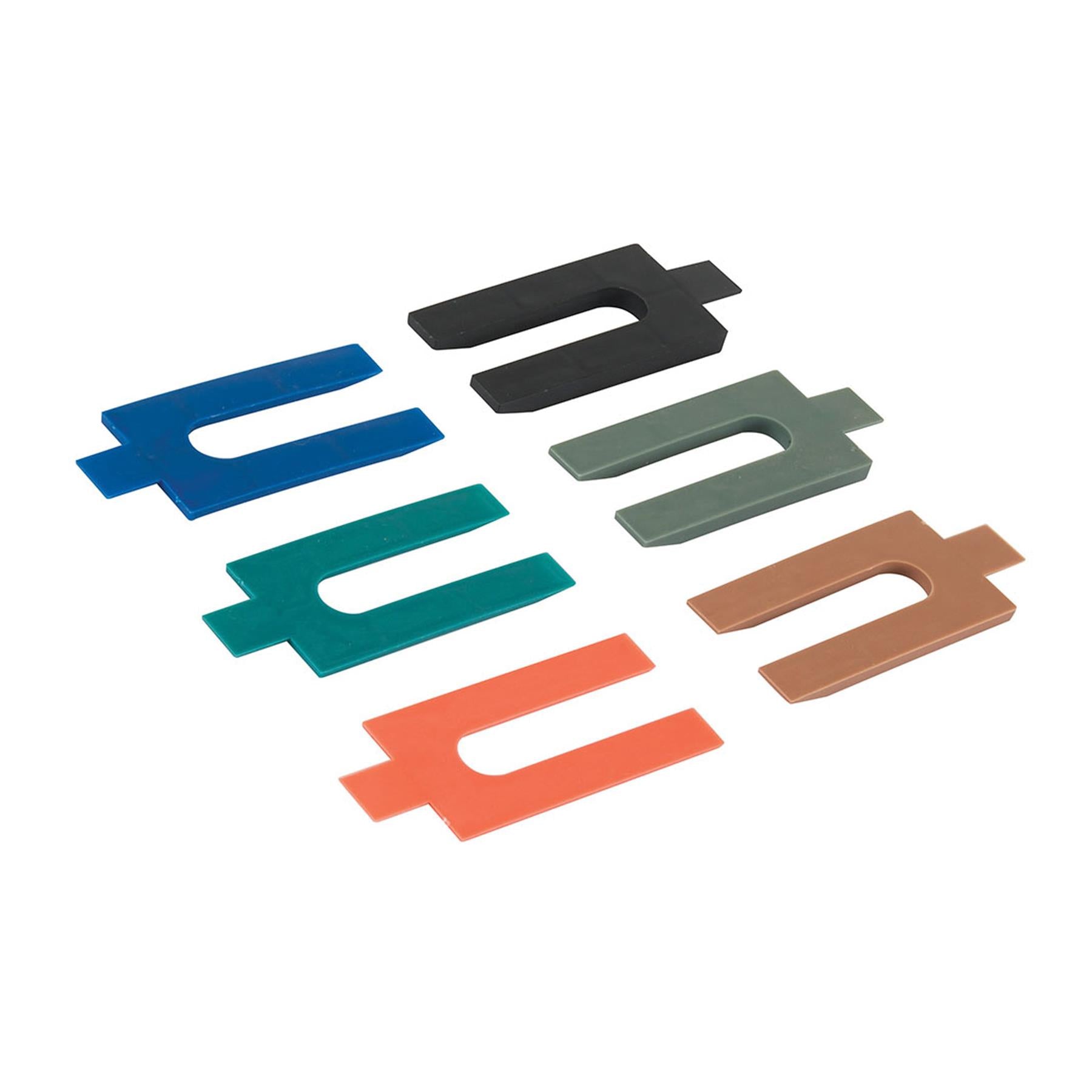 100Pk Assorted Plastic Packers 1mm 2mm 3mm 4mm 5mm and 6mm colour coded