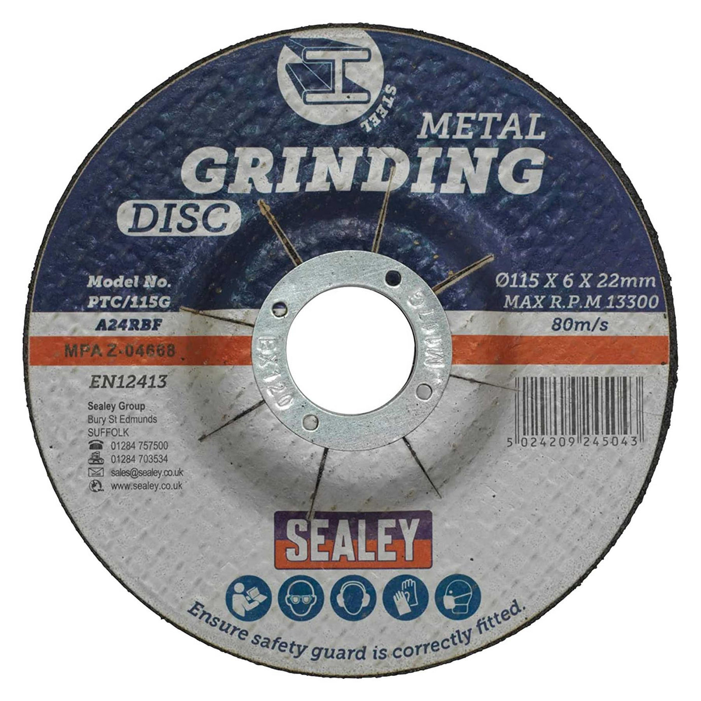 Sealey Grinding Disc �115 x 6mm �22mm Bore - Pack of 12