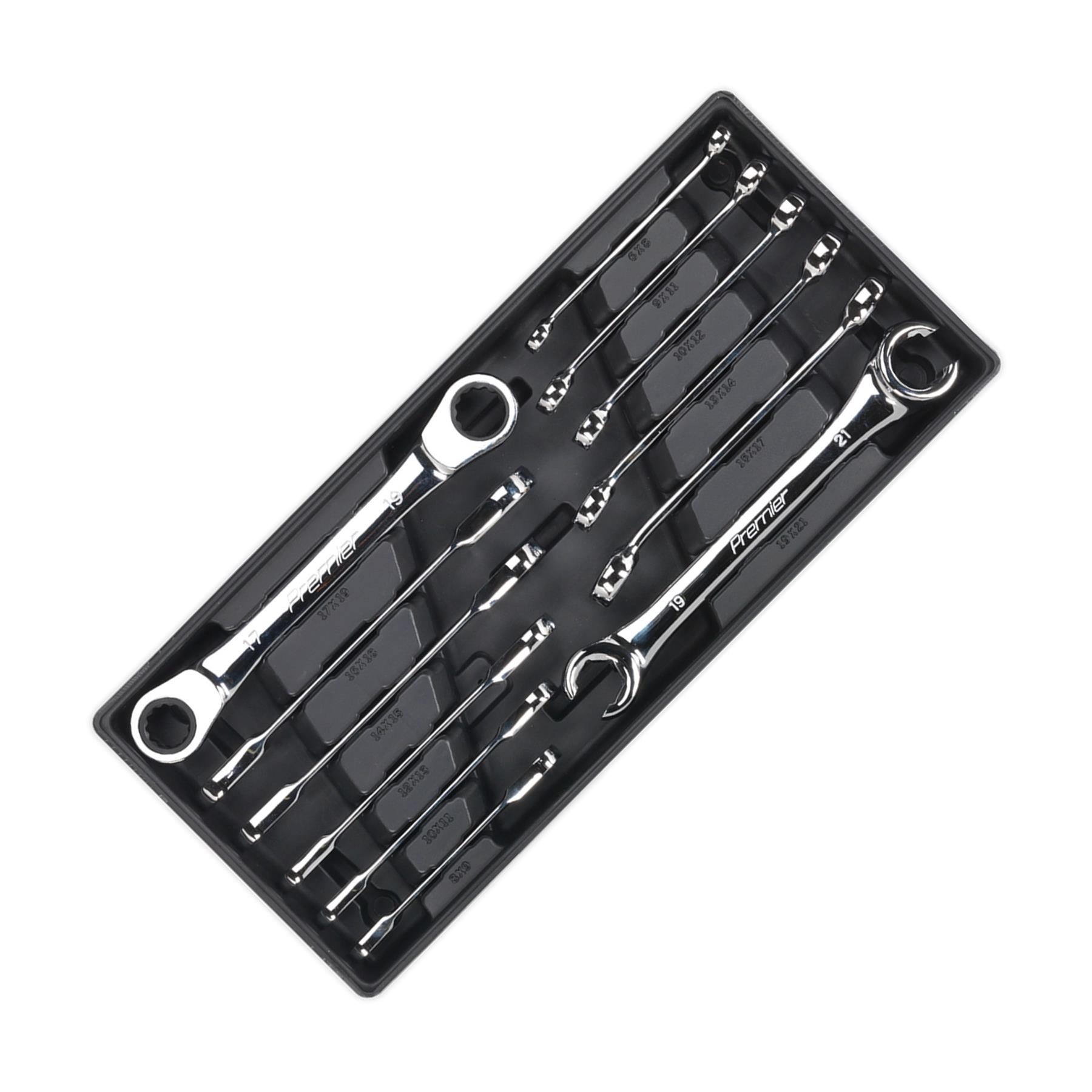 Sealey Tool Tray with Flare Nut & Ratchet Ring Spanner Set 12pc