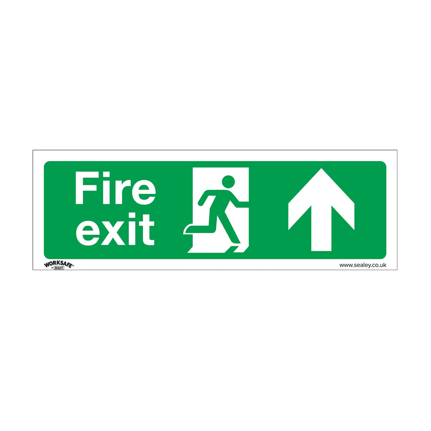 Sealey Safety Sign - Fire Exit (Up) - Slf-Adhes. Vinyl - Pack of 10