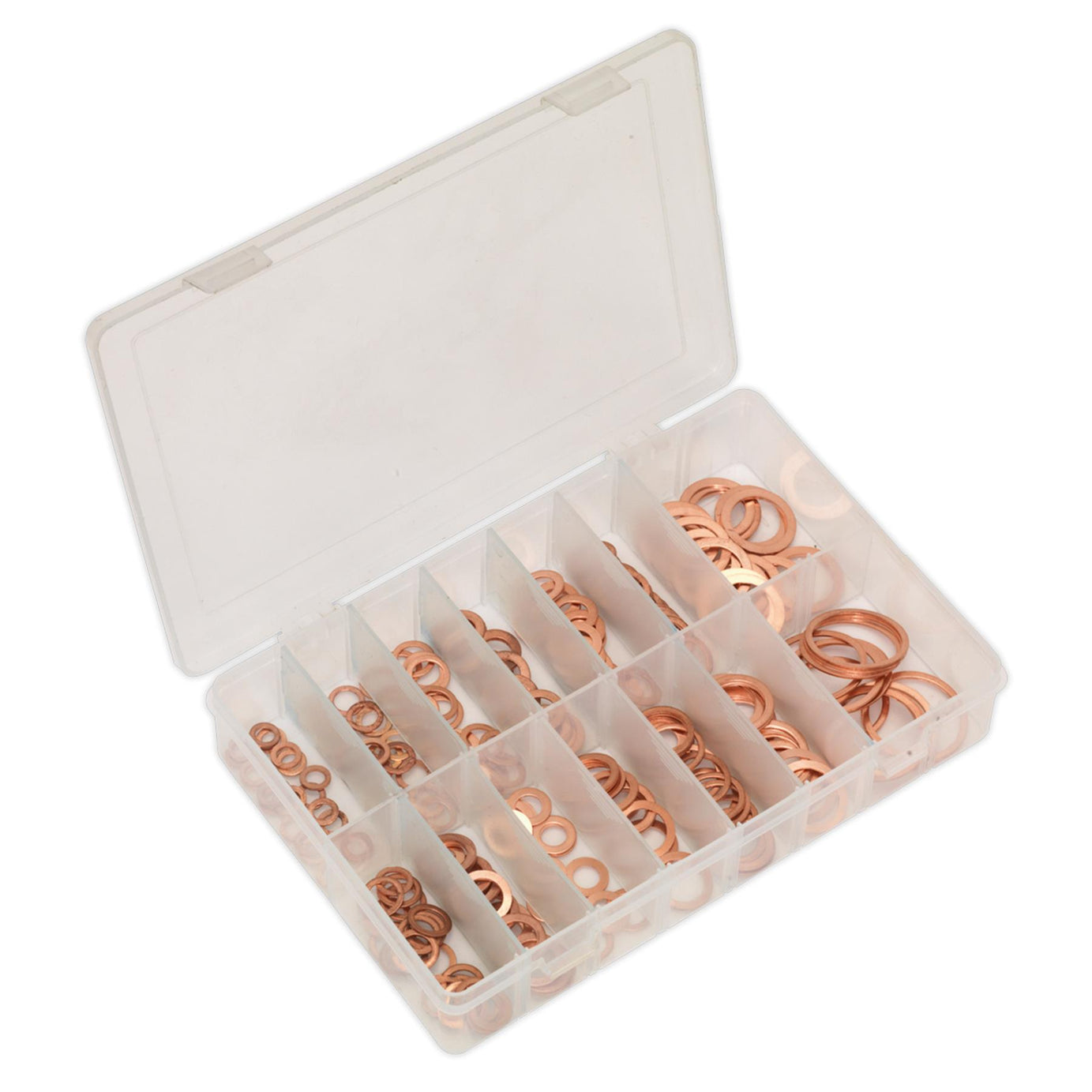Sealey 250pcs Assorted Solid Copper Car Washers Set Seal Flat Ring  - Metric
