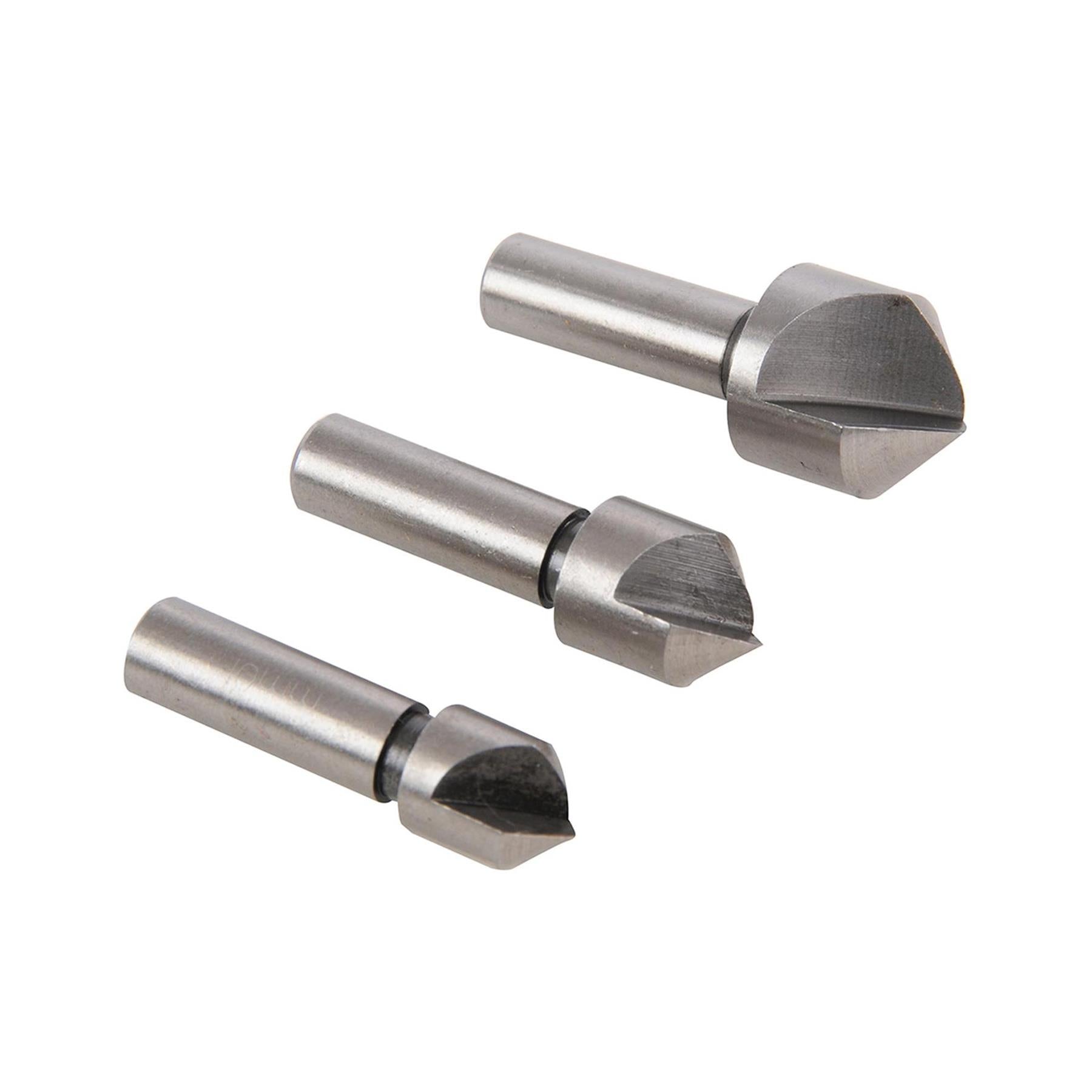 3Pc Hss Countersink Set 10, 12 & 16mm Drill Bit For Steel & Hard Metal