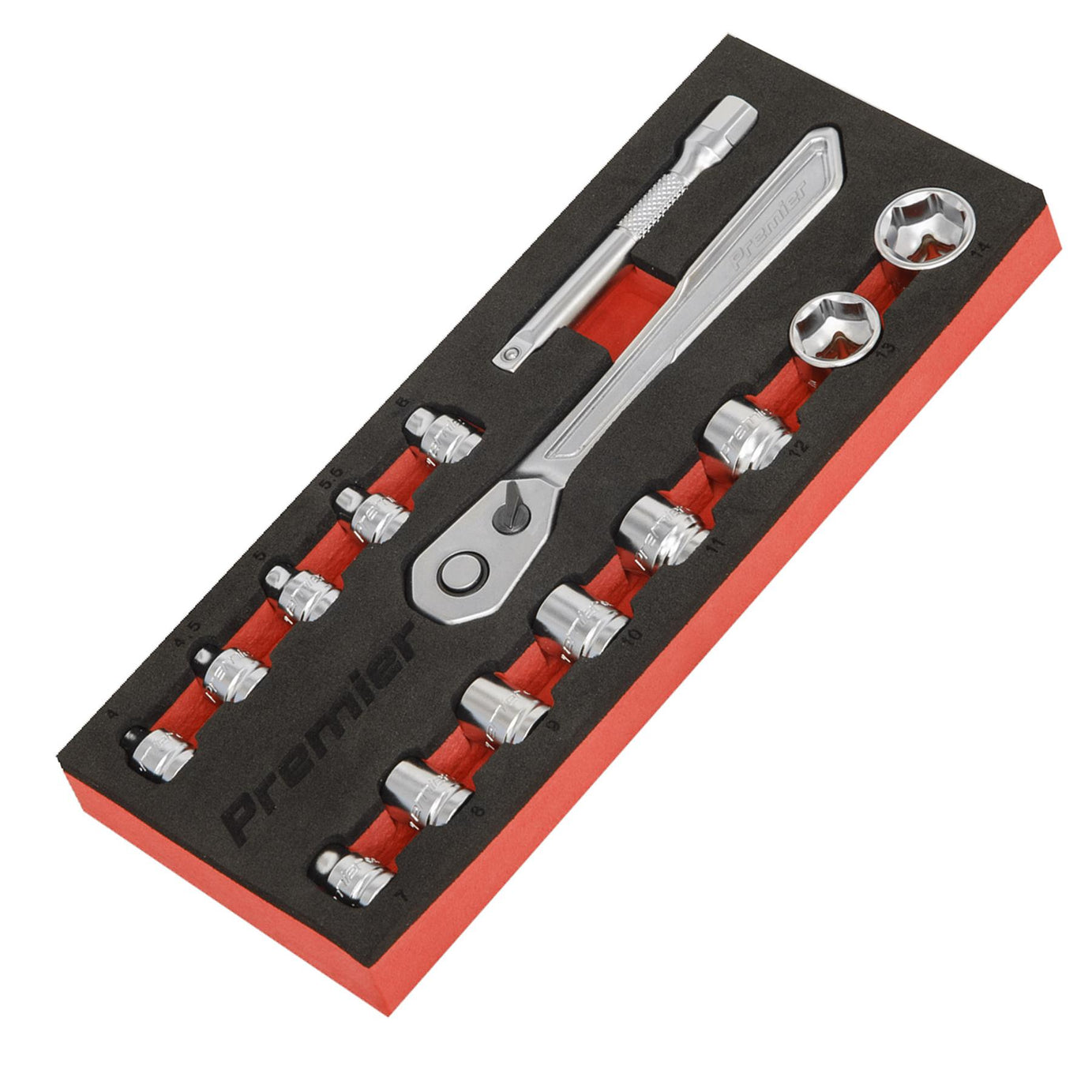 Sealey Low Profile Socket Set 15pc 1/4"Sq Drive Metric - Platinum