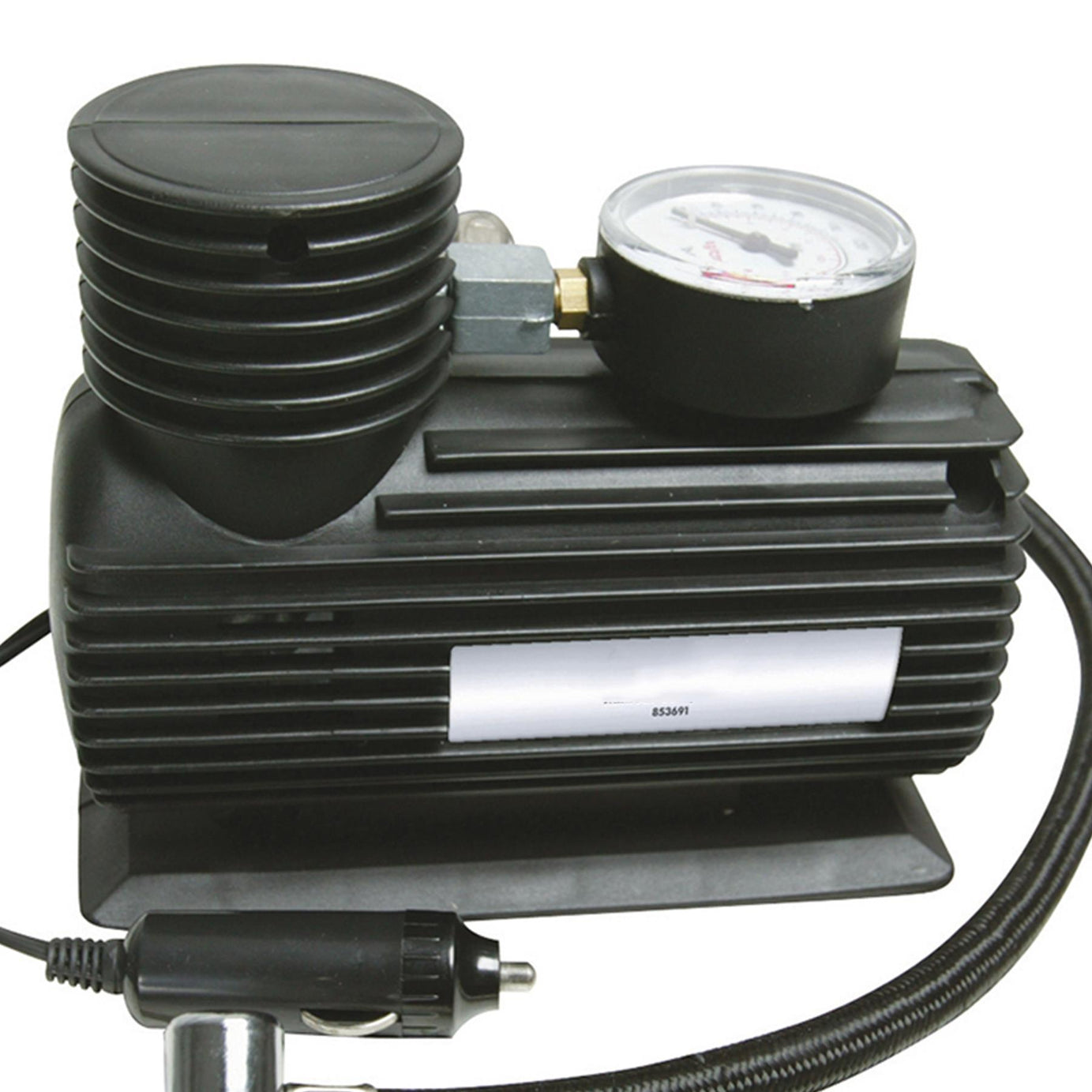 12V Dc Mini Air Compressor With Pressure Gauge 50mm Dial - 460mm Braided Hose