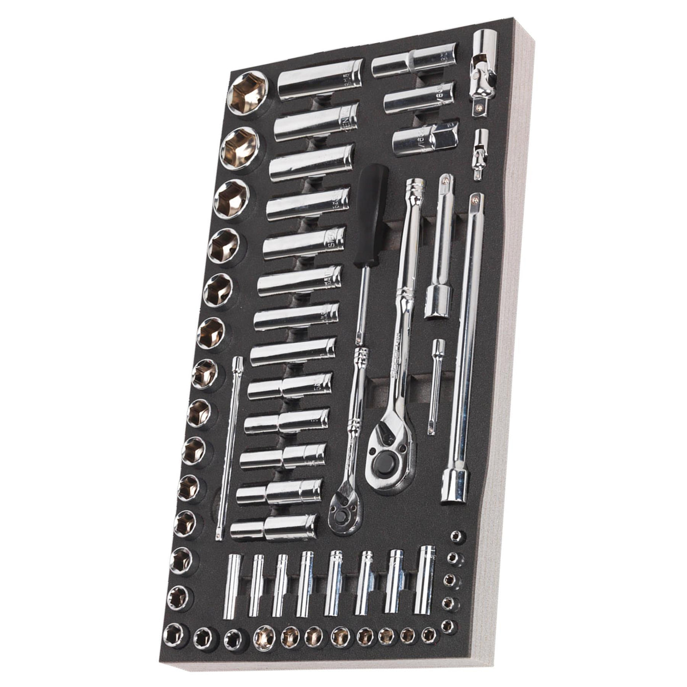 Sealey Tool Tray with Socket Set 62pc 1/4" & 1/2"Sq Drive Metric