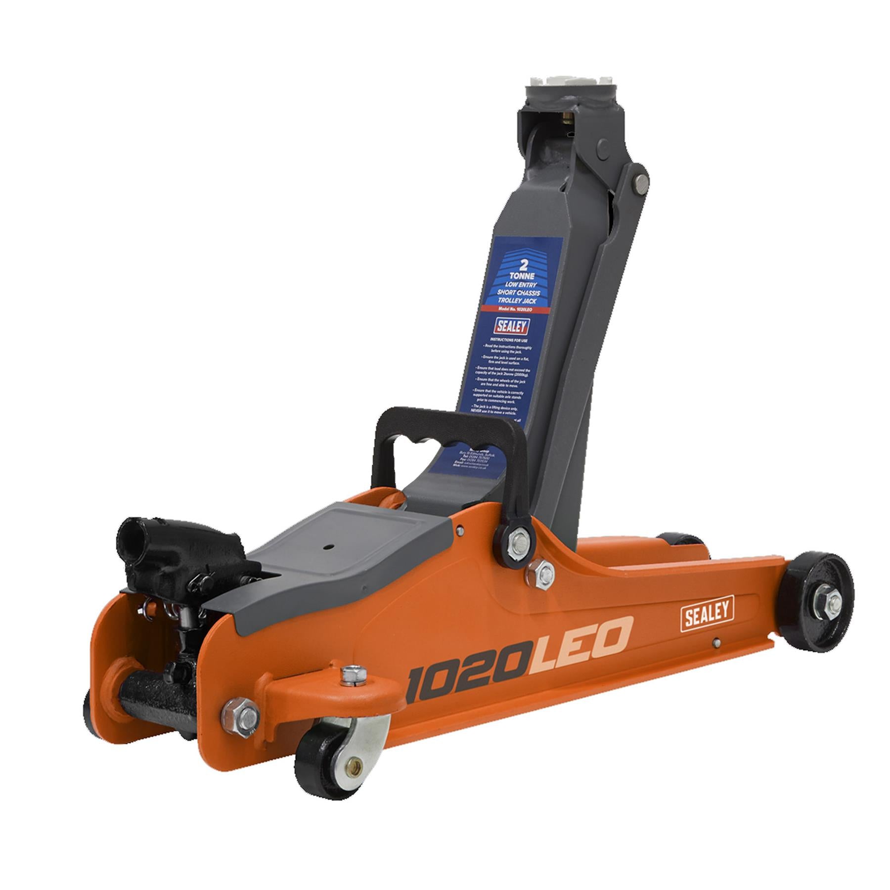 Sealey 2 Tonne Low Profile Trolley Jack Hydraulic Lift Heavy Duty Floor Orange