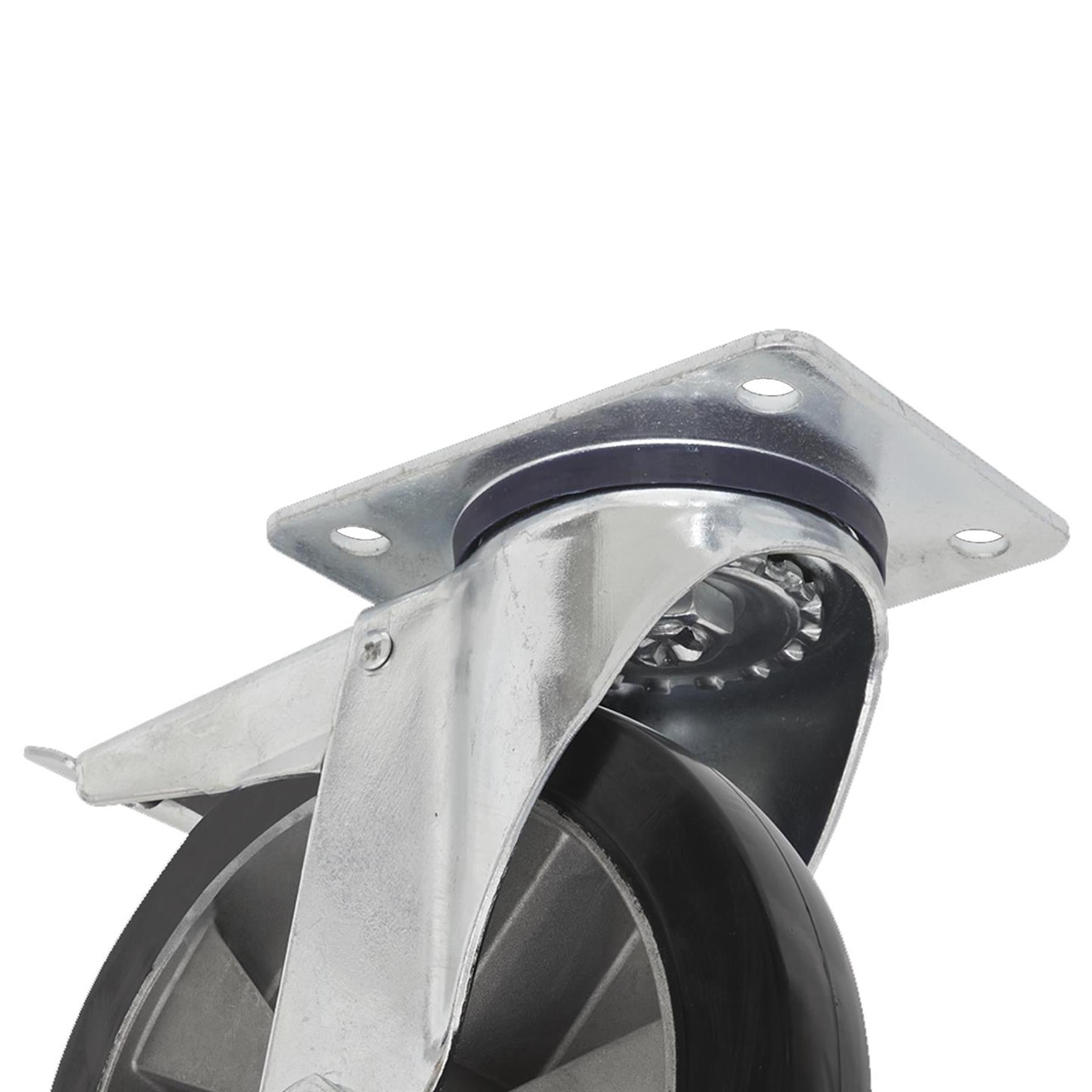 Sealey Heavy-Duty Rubber Castor Wheel Swivel Total Lock 152mm