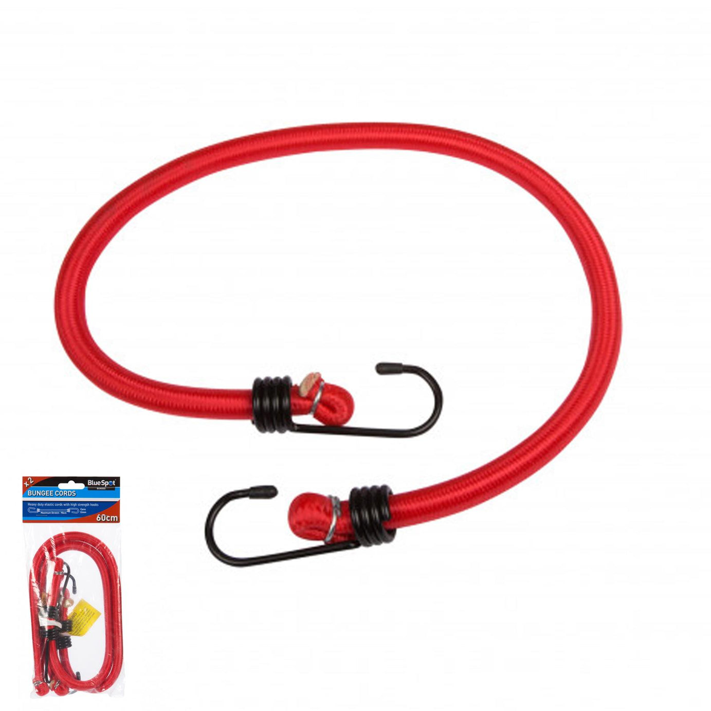 2x 24" 60cm Heavy Duty Bungee Cord Luggage Straps Elastic Hook Camping BlueSpot
