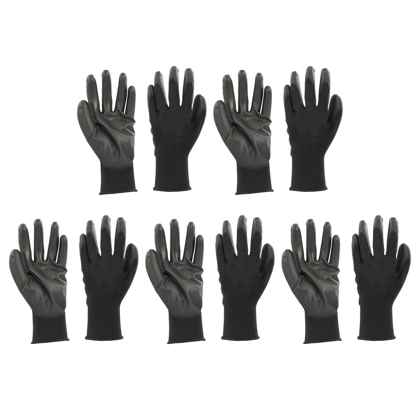 20x PU Palm Coated Work Wear Gardening Black Safety Gloves M 9