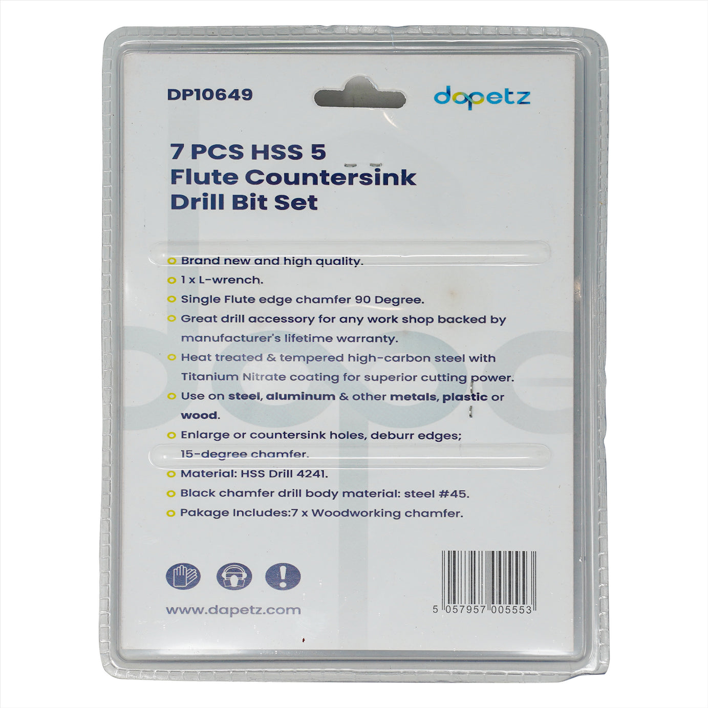 7PCS HSS 5 Flute Countersink