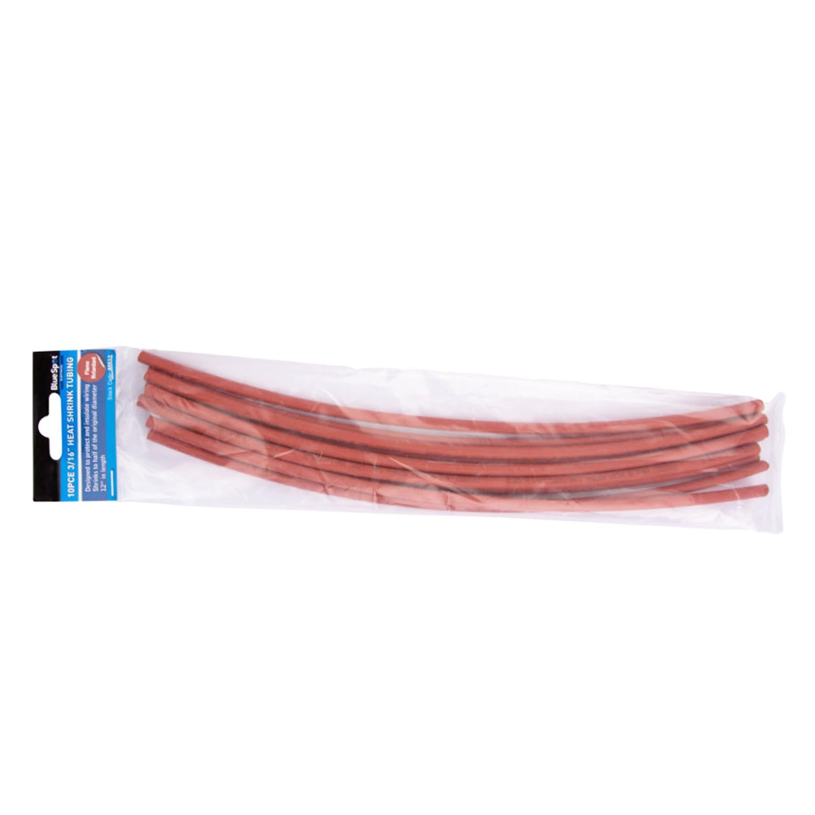 BlueSpot 10Pce 300mm (12") 3/16" Red Heat Shrink Tubing
