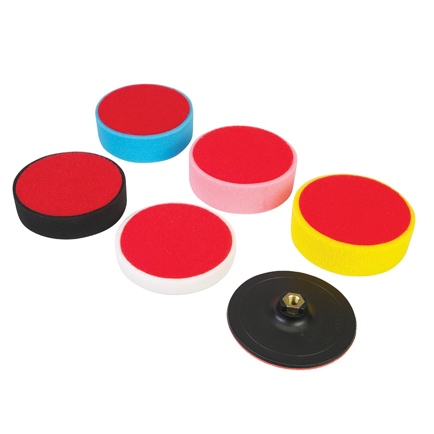 Hook & Loop Foam Polishing Head Kit 6Pcs 150 X 50mm Polishing Heads New