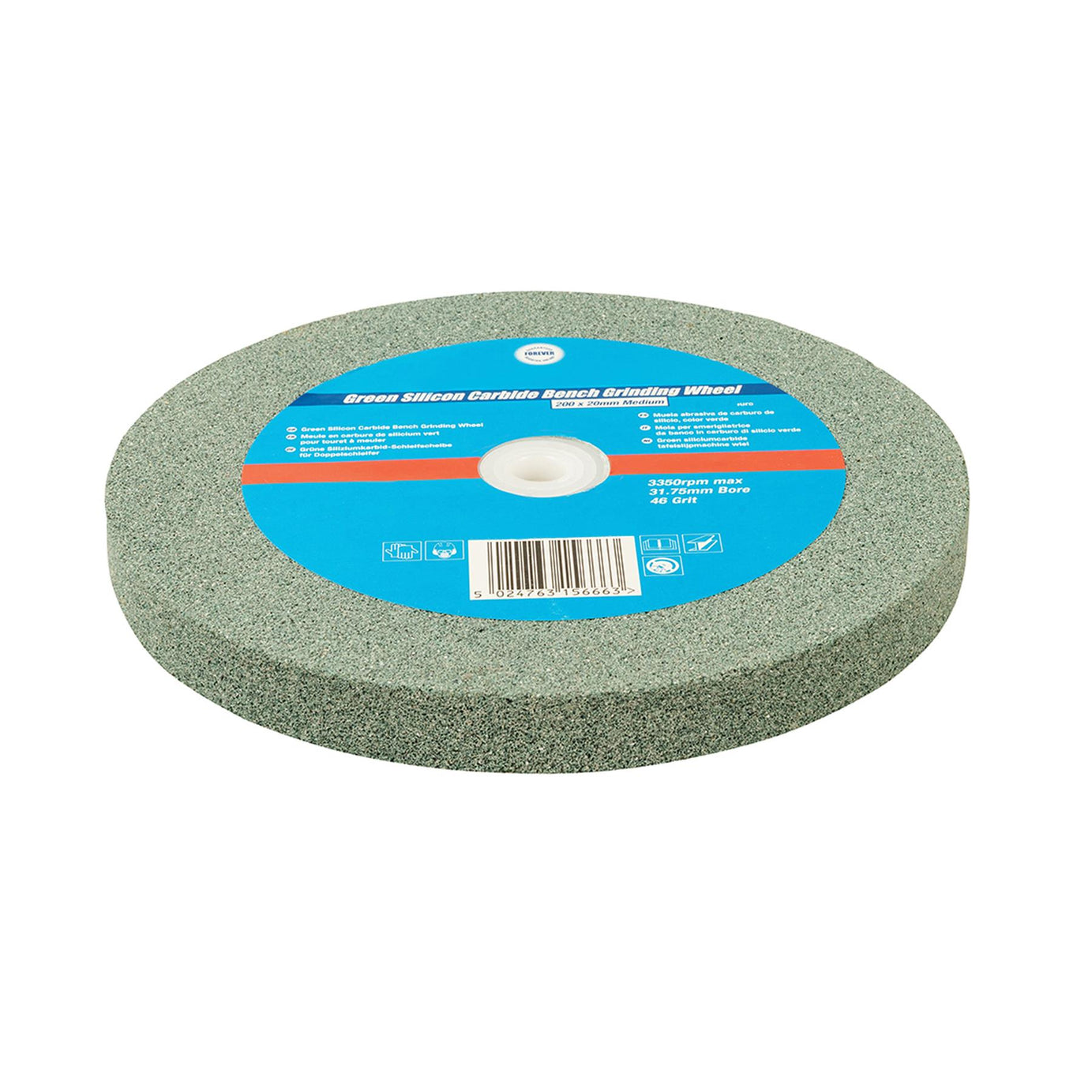 200 x 20mm Medium Green Silicon Carbide Bench Grinding Wheel Heavy Duty 46 Grit
