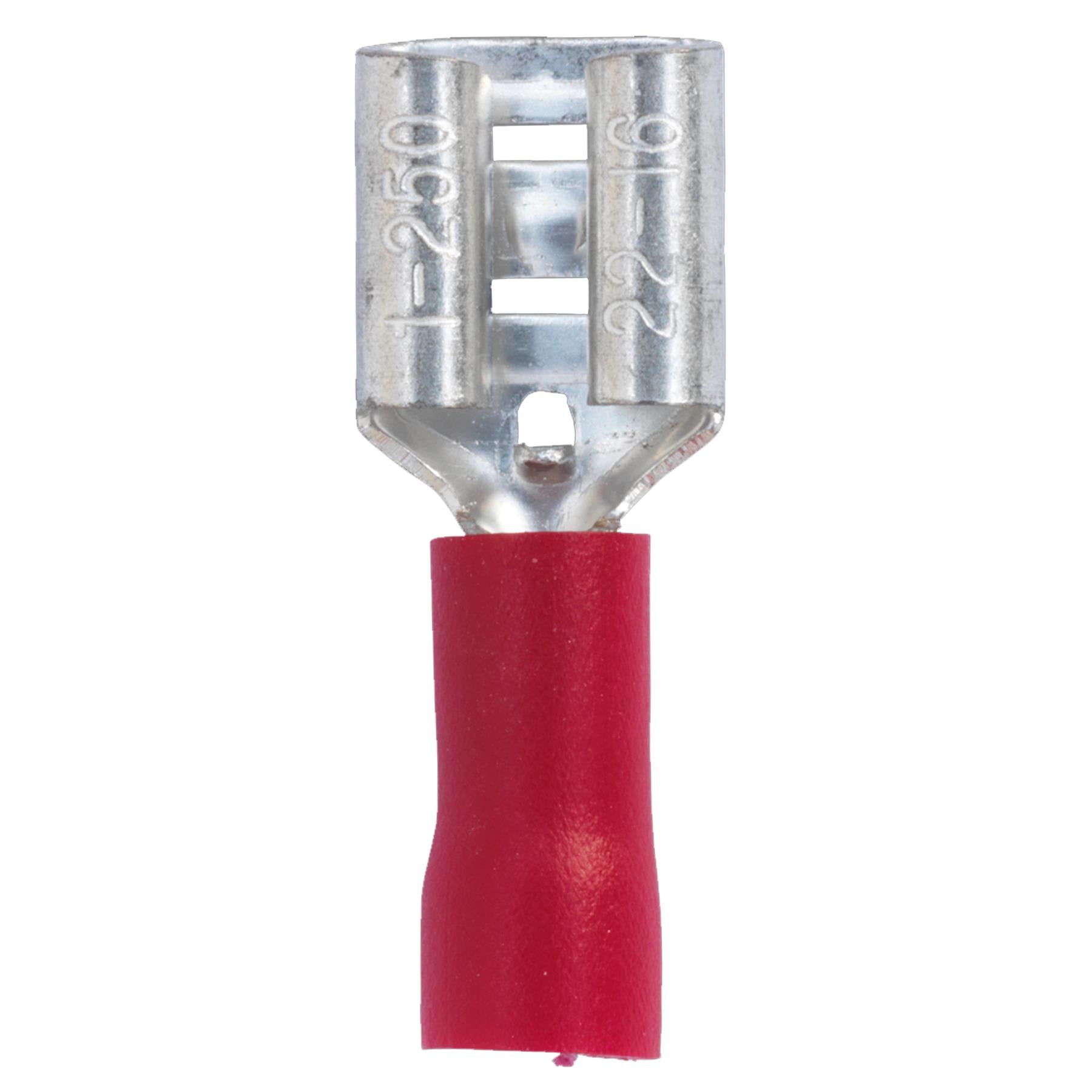 Sealey Push-On Terminal 6.3mm Female Red Pack of 100