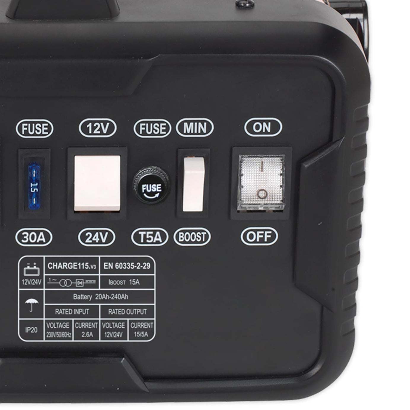 Sealey Battery Charger 19Amp 12/24V 230V Suitable For Regular and low maintenance batteries.