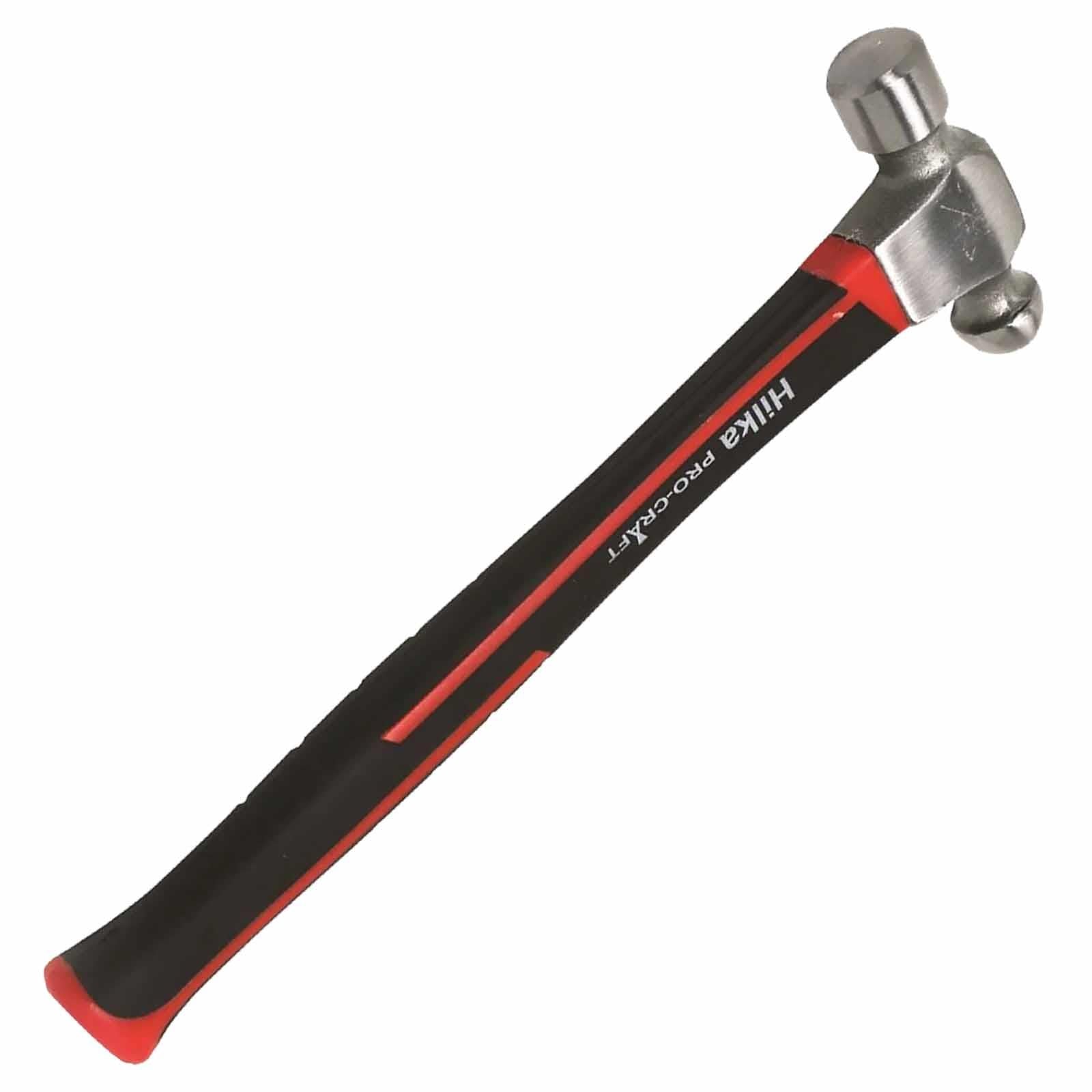 1lb Ball Pein Hammer Fiberglass Shaft Comfortable Rubber Grip Handle