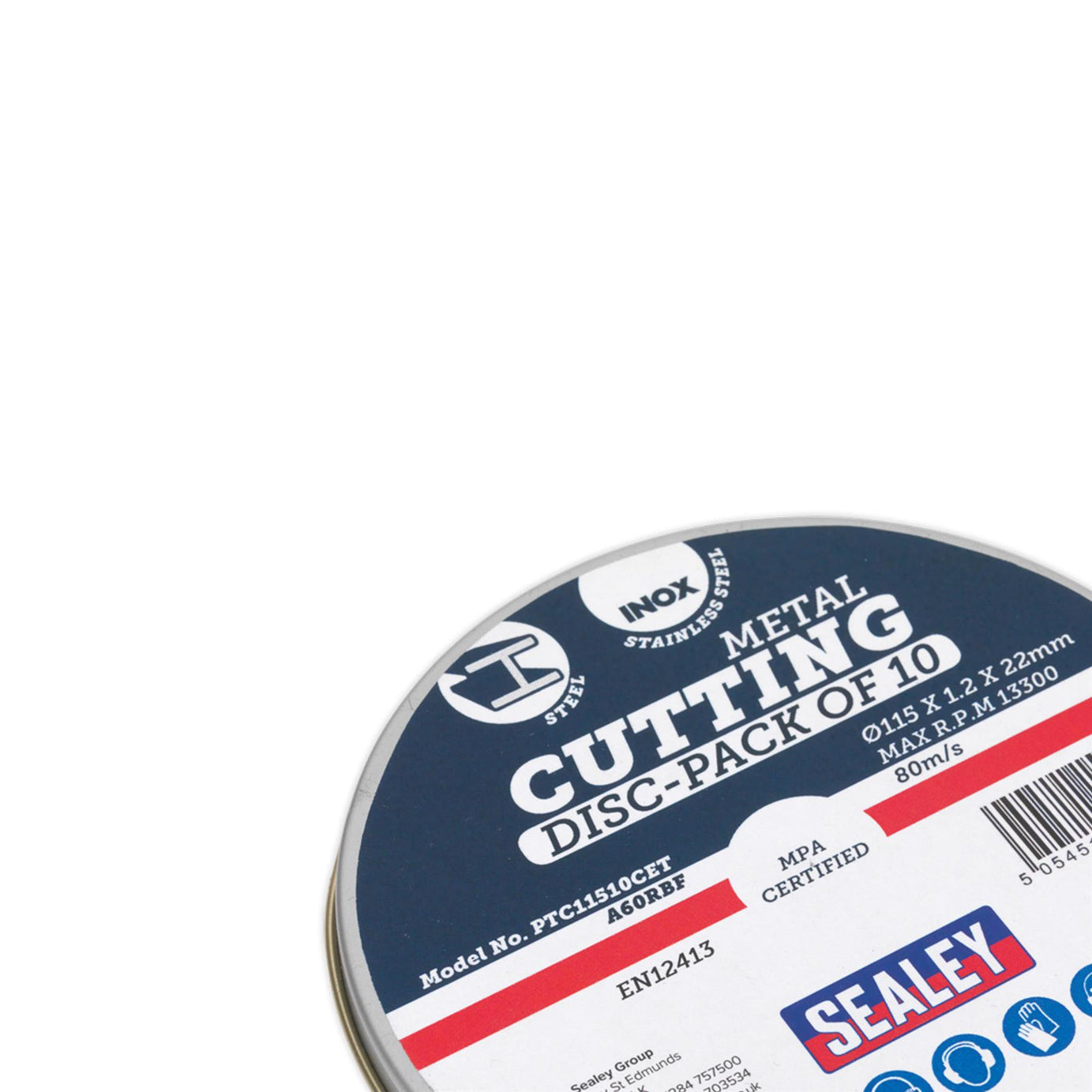 Cutting Disc 115 x 1.2mm 22mm Bore Pack of 10. Sealey